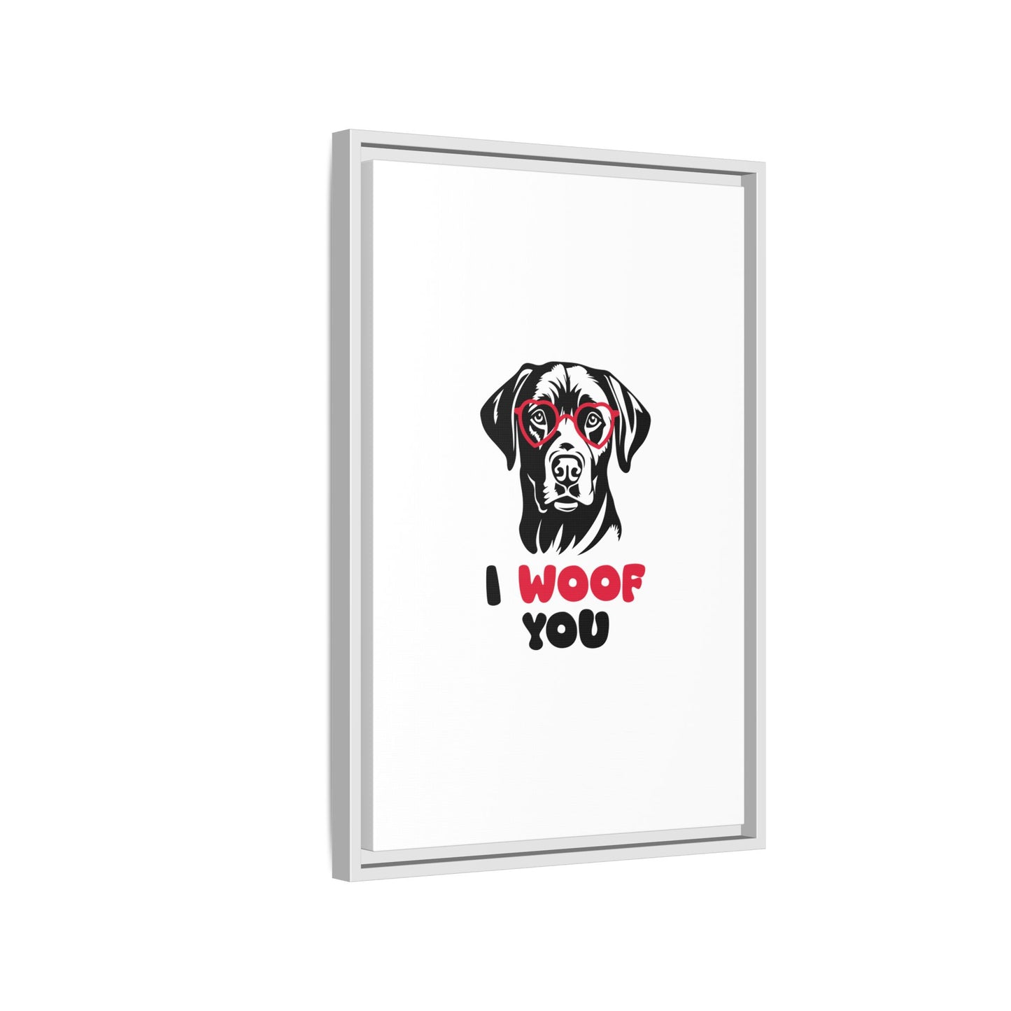 Black Lab Dog I Woof You Matte Canvas, Framed (Multi-color) - MKcreativeprints
