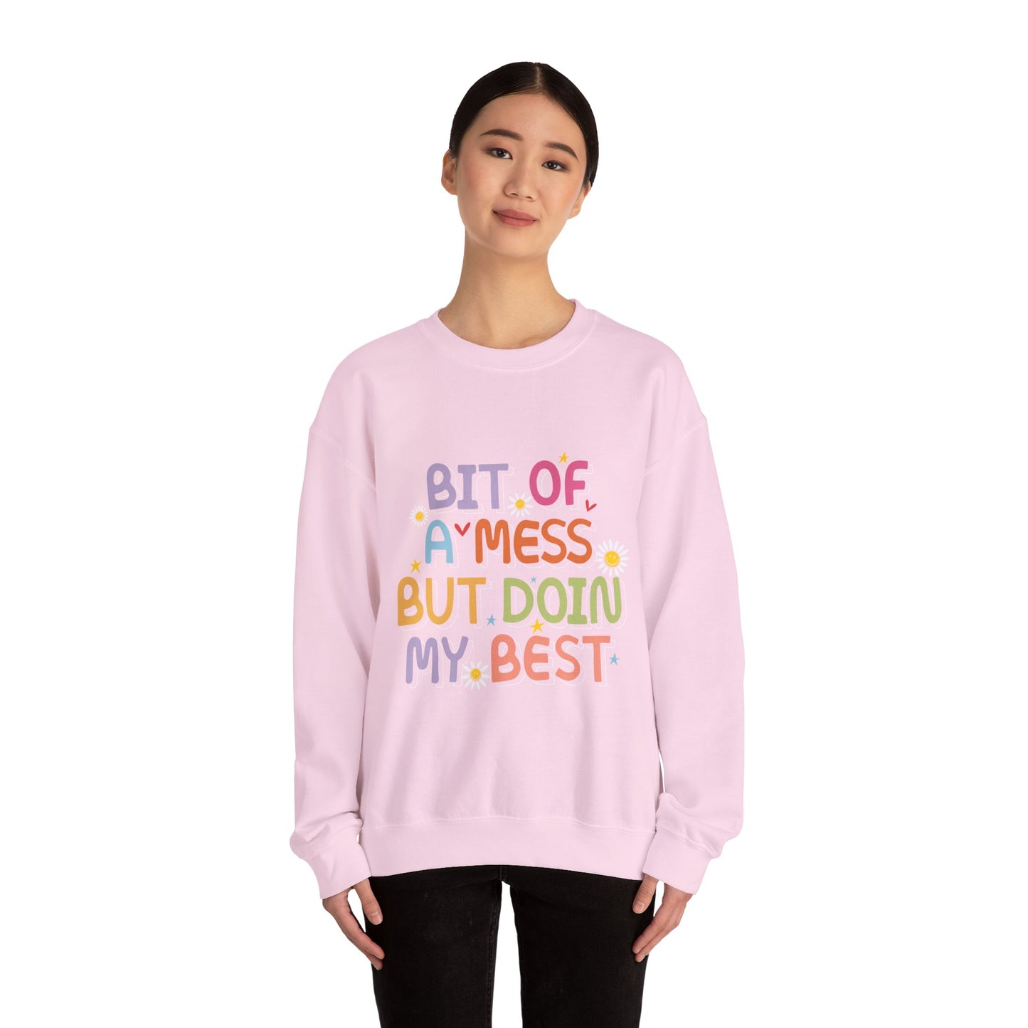 Bit of a Mess but doing my best Unisex Heavy Blend™ Crewneck Sweatshirt - MKcreativeprints