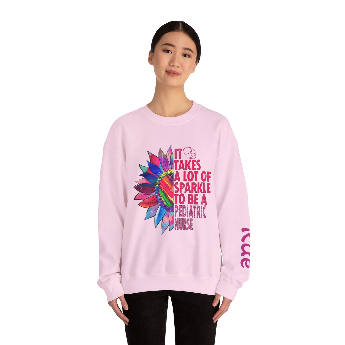 Personalized Sparkle Pediatric Nurse Sweatshirt with Custom Name - MKcreativeprints