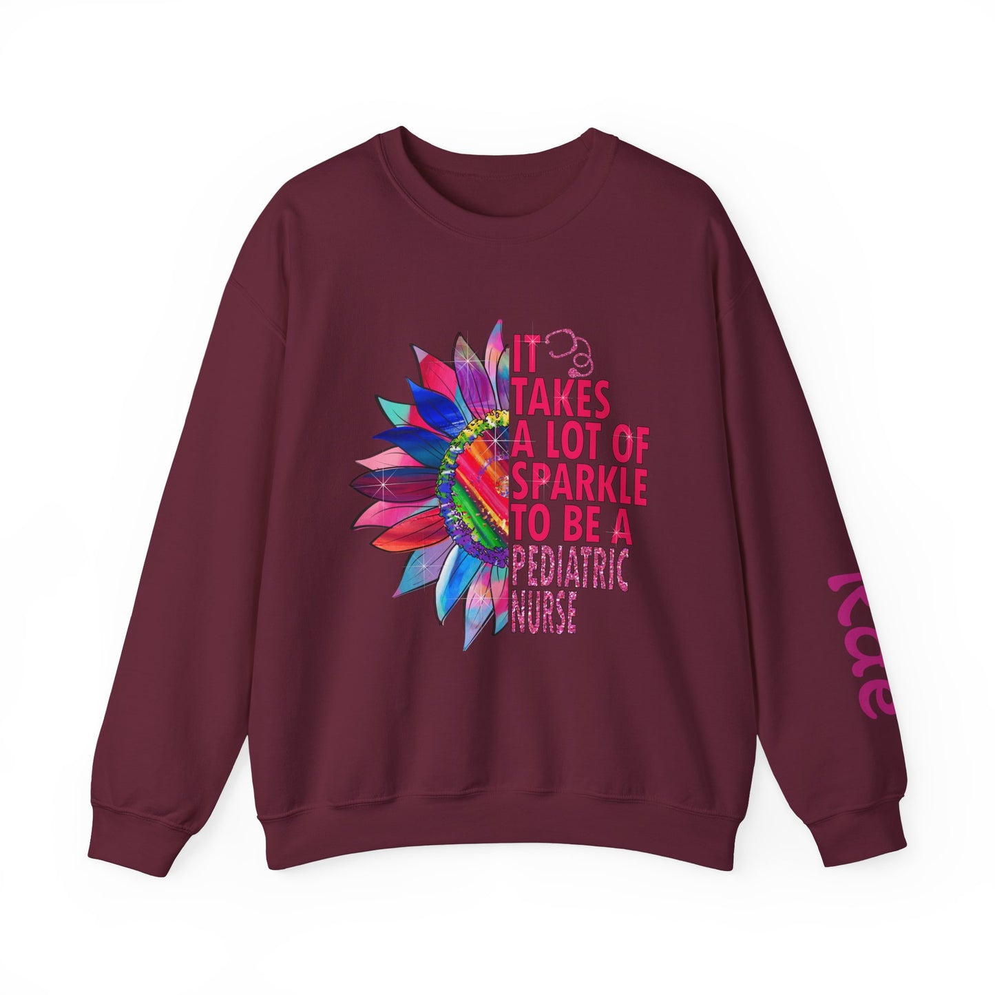 Personalized Sparkle Pediatric Nurse Sweatshirt with Custom Name - MKcreativeprints
