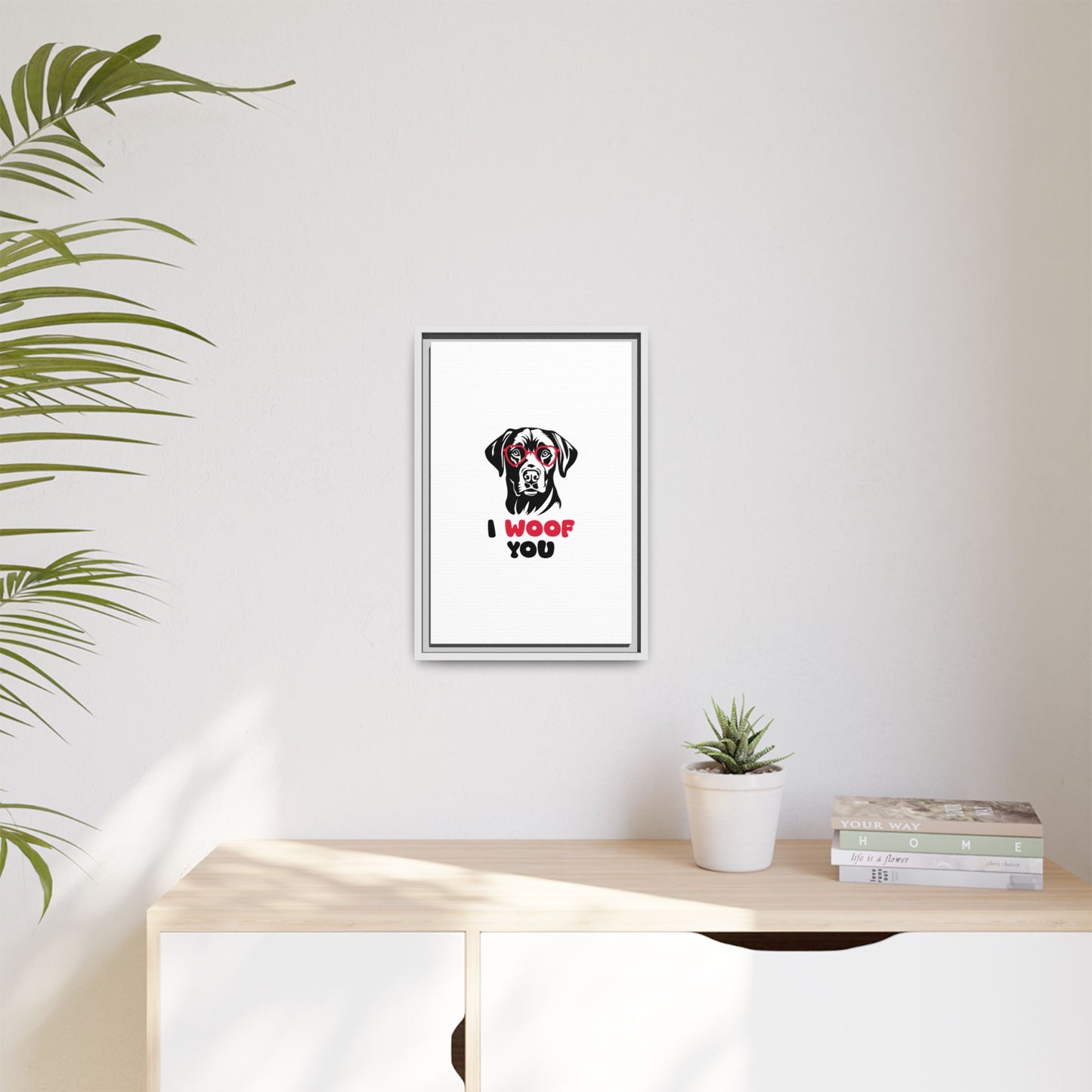 Black Lab Dog I Woof You Matte Canvas, Framed (Multi-color) - MKcreativeprints