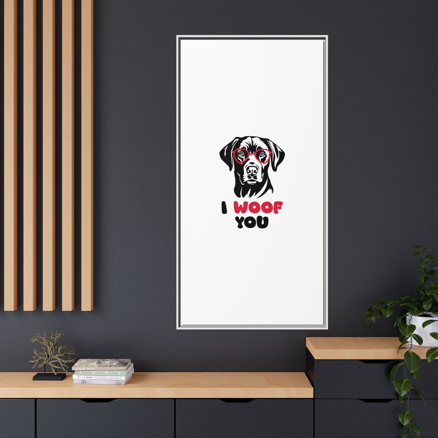 Black Lab Dog I Woof You Matte Canvas, Framed (Multi-color) - MKcreativeprints