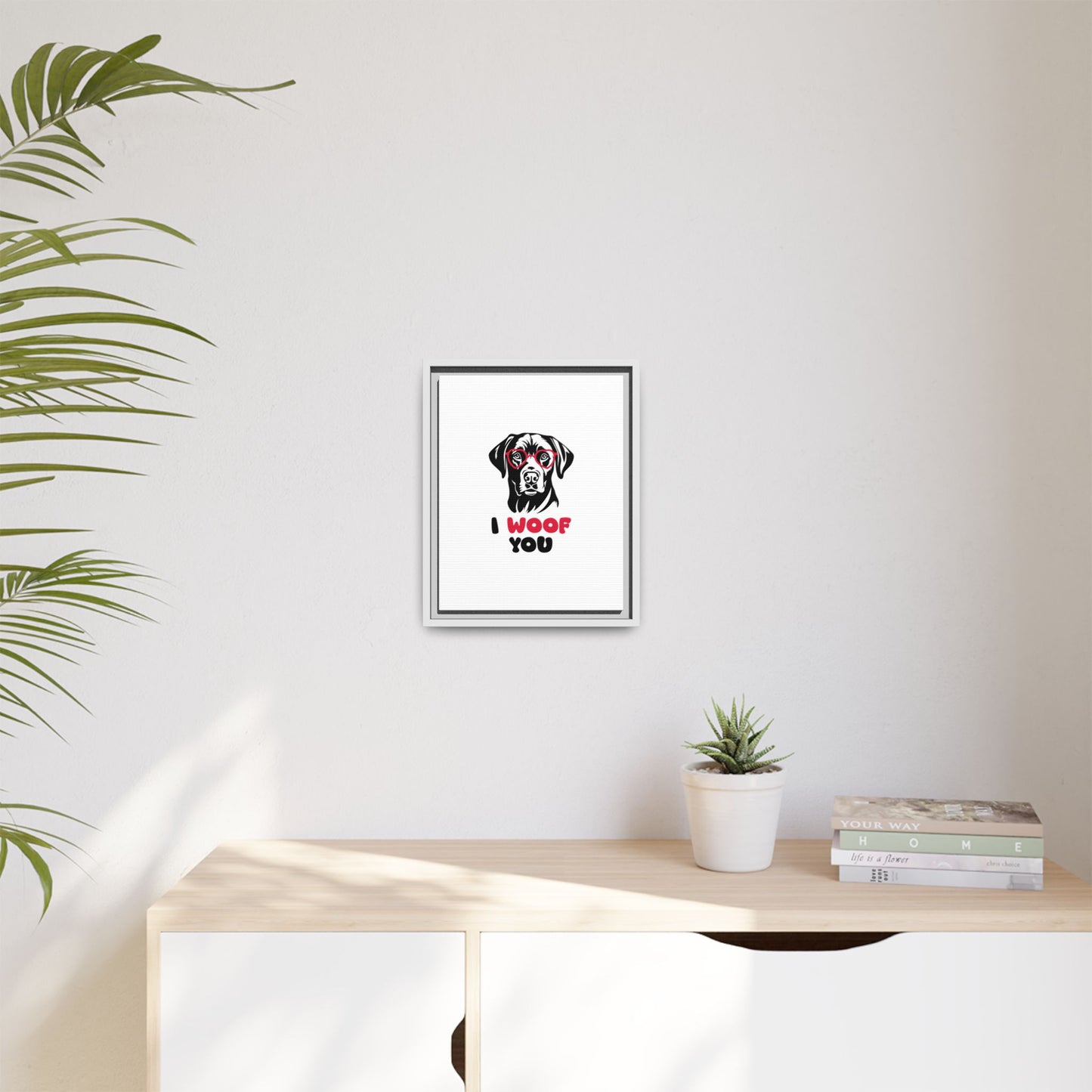 Black Lab Dog I Woof You Matte Canvas, Framed (Multi-color) - MKcreativeprints