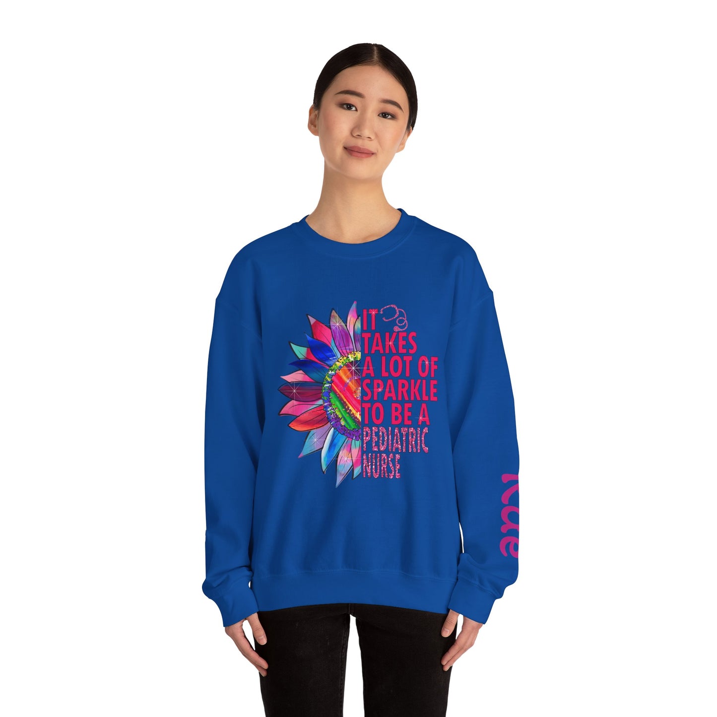 Personalized Sparkle Pediatric Nurse Sweatshirt with Custom Name - MKcreativeprints