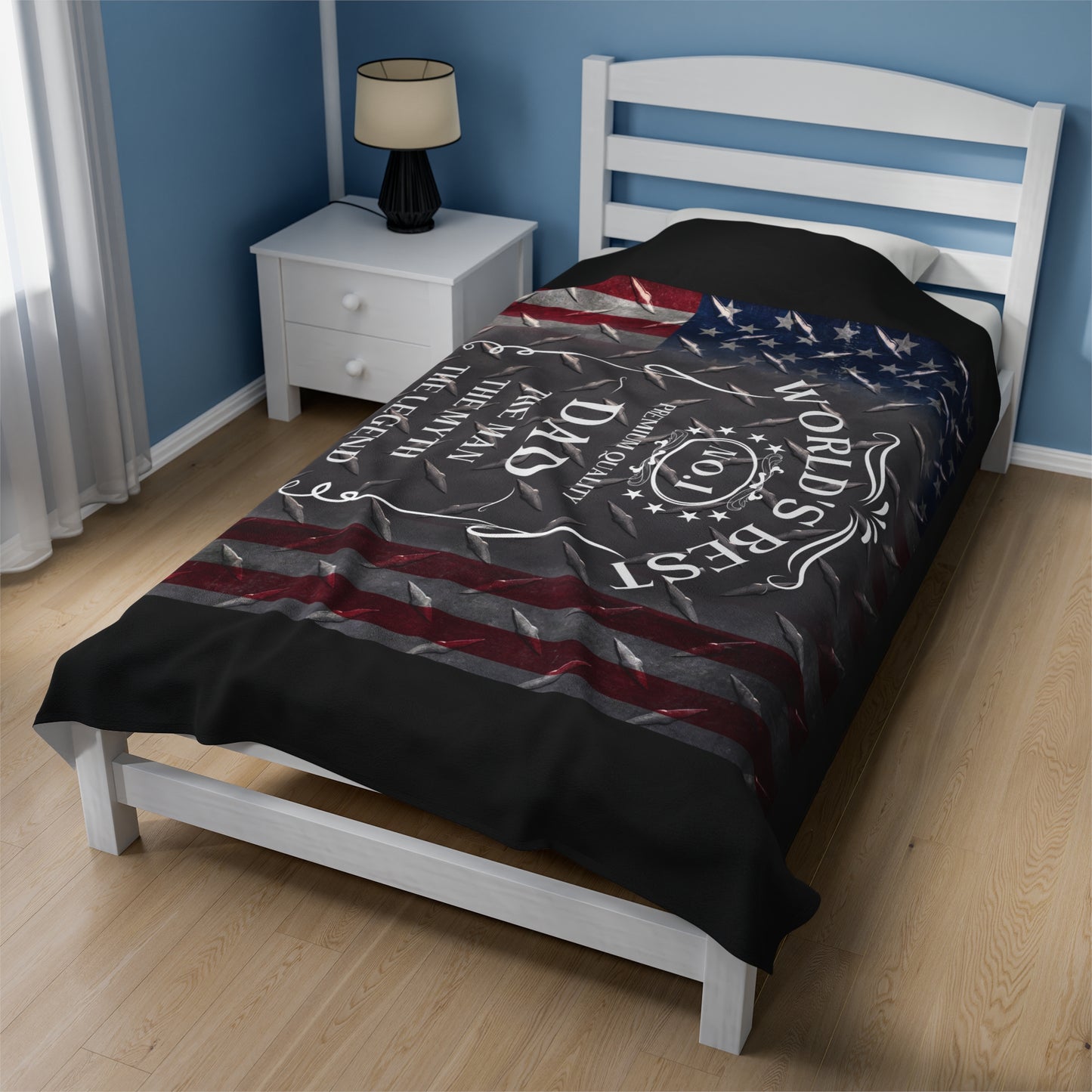 Worlds BEST DAD Whiskey Velveteen Plush Blanket - MKcreativeprints