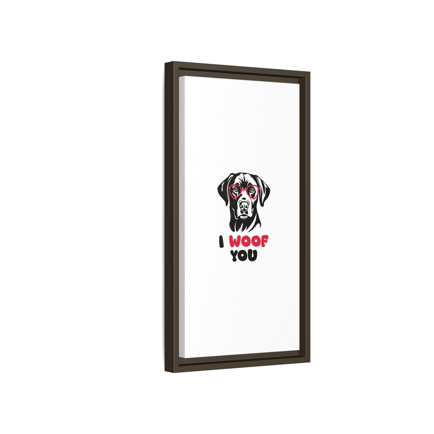 Black Lab Dog I Woof You Matte Canvas, Framed (Multi-color) - MKcreativeprints