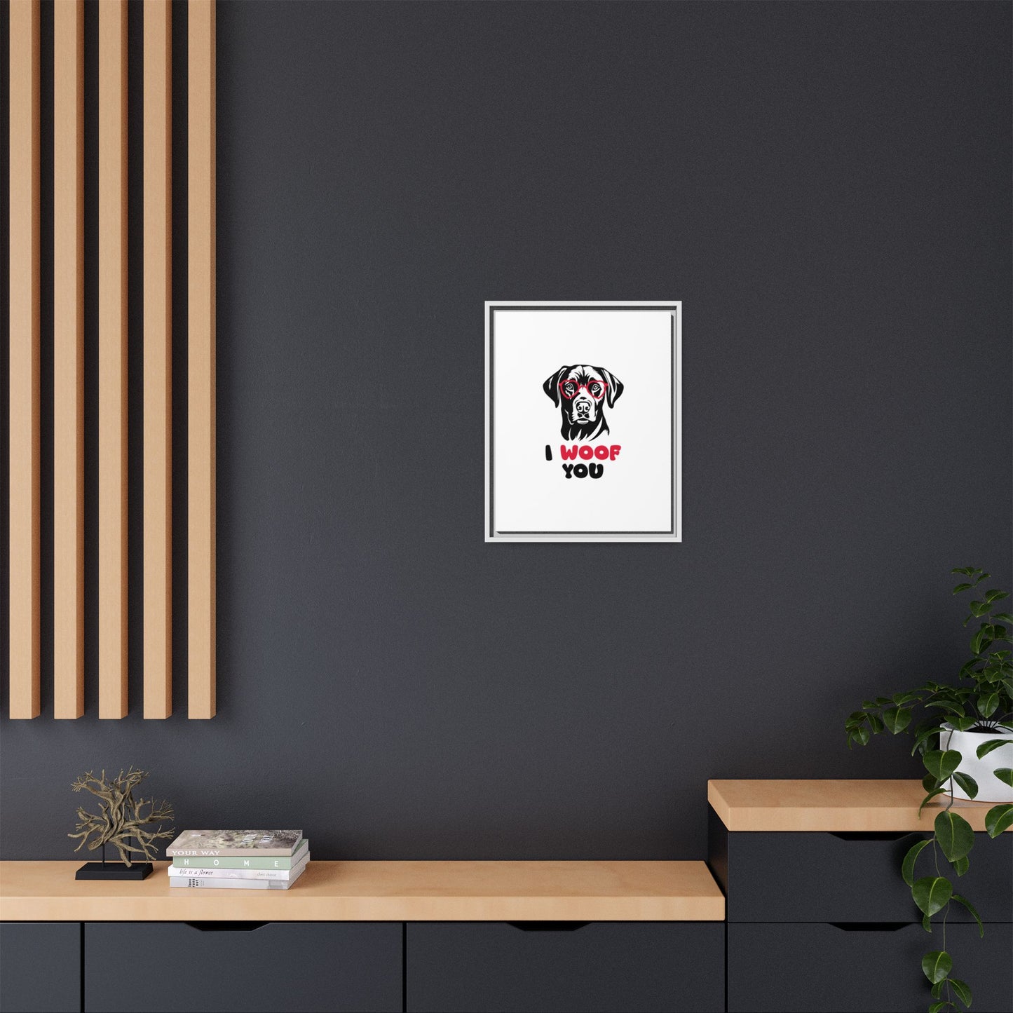 Black Lab Dog I Woof You Matte Canvas, Framed (Multi-color) - MKcreativeprints