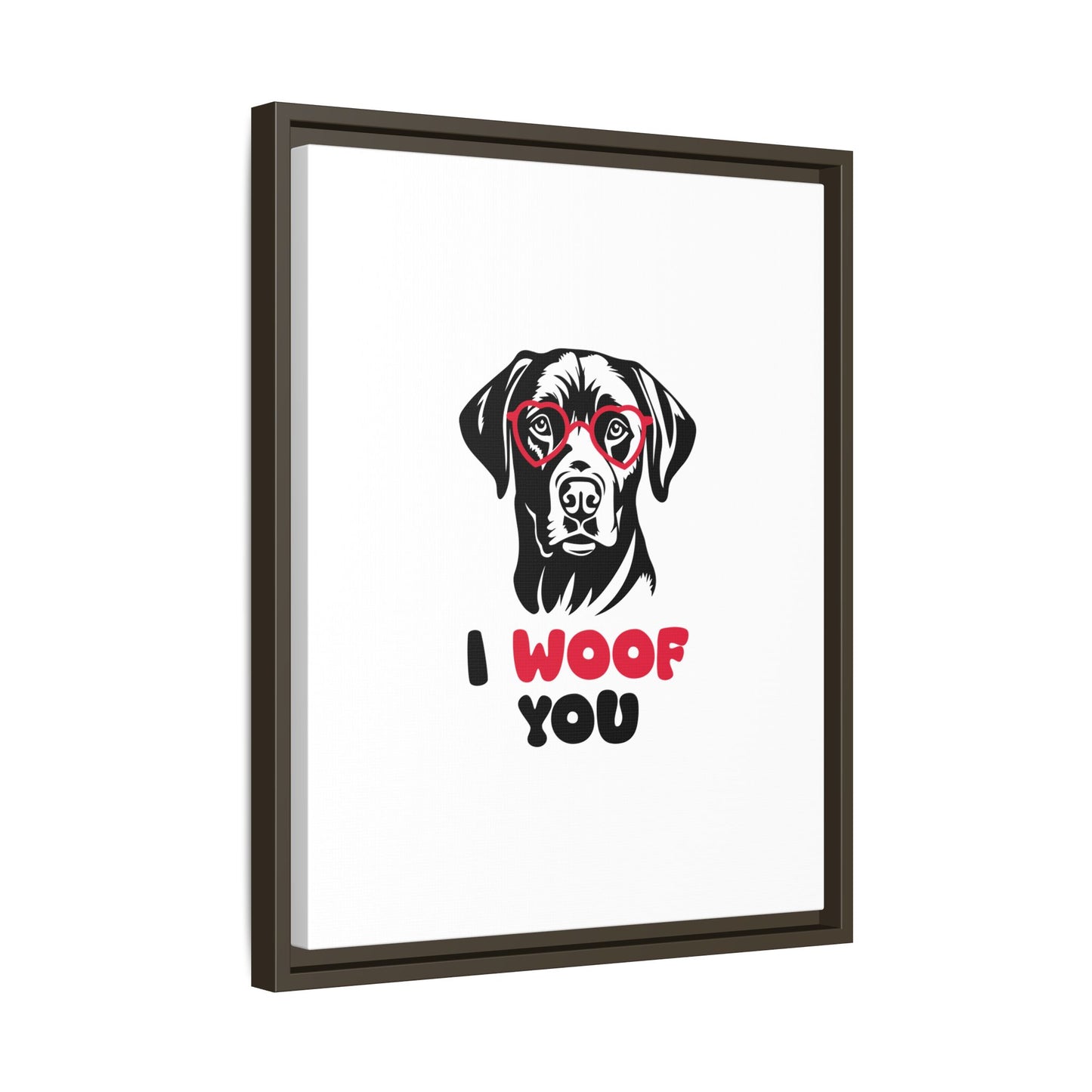 Black Lab Dog I Woof You Matte Canvas, Framed (Multi-color) - MKcreativeprints