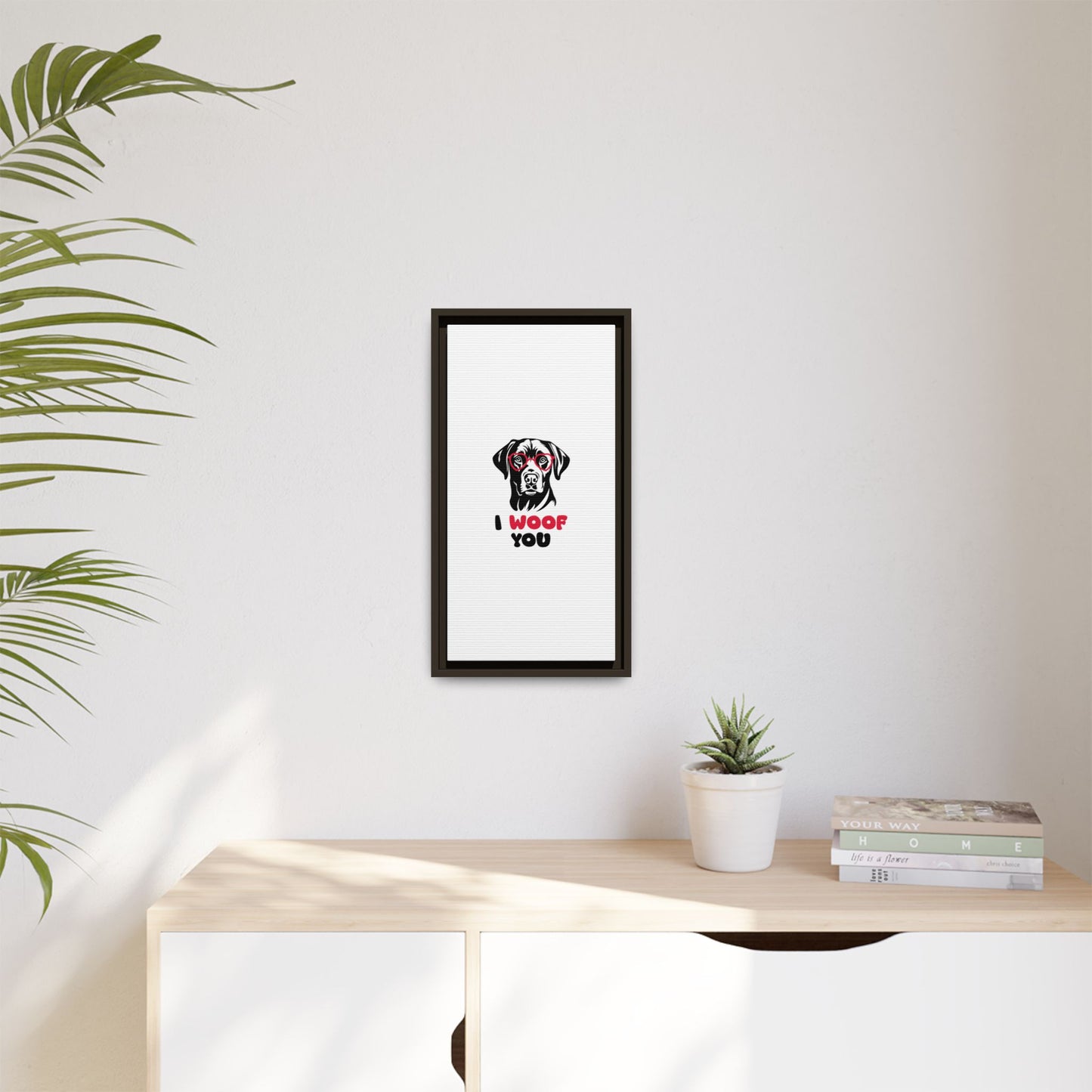 Black Lab Dog I Woof You Matte Canvas, Framed (Multi-color) - MKcreativeprints