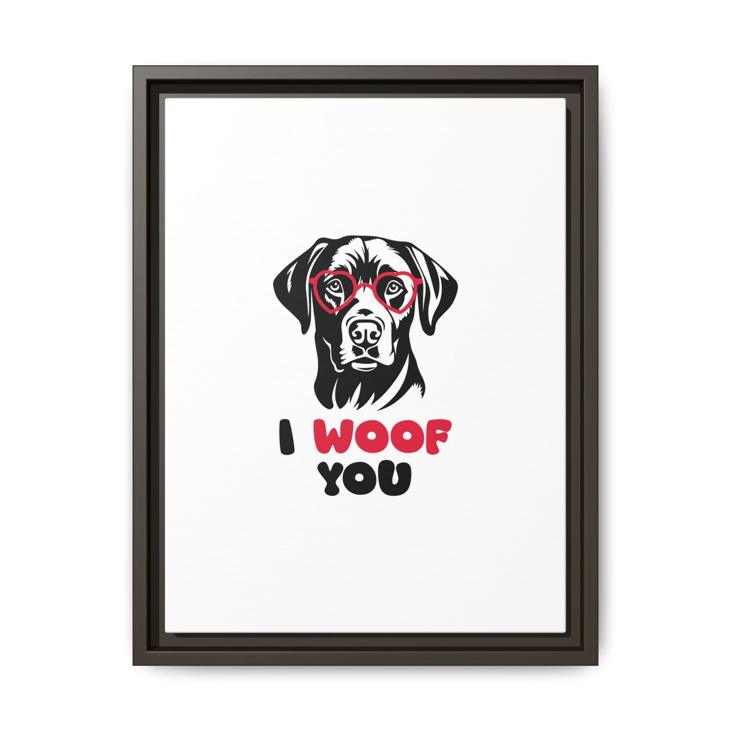 Black Lab Dog I Woof You Matte Canvas, Framed (Multi-color) - MKcreativeprints