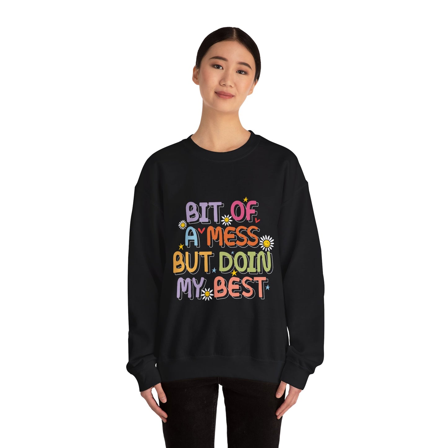 Bit of a Mess but doing my best Unisex Heavy Blend™ Crewneck Sweatshirt - MKcreativeprints