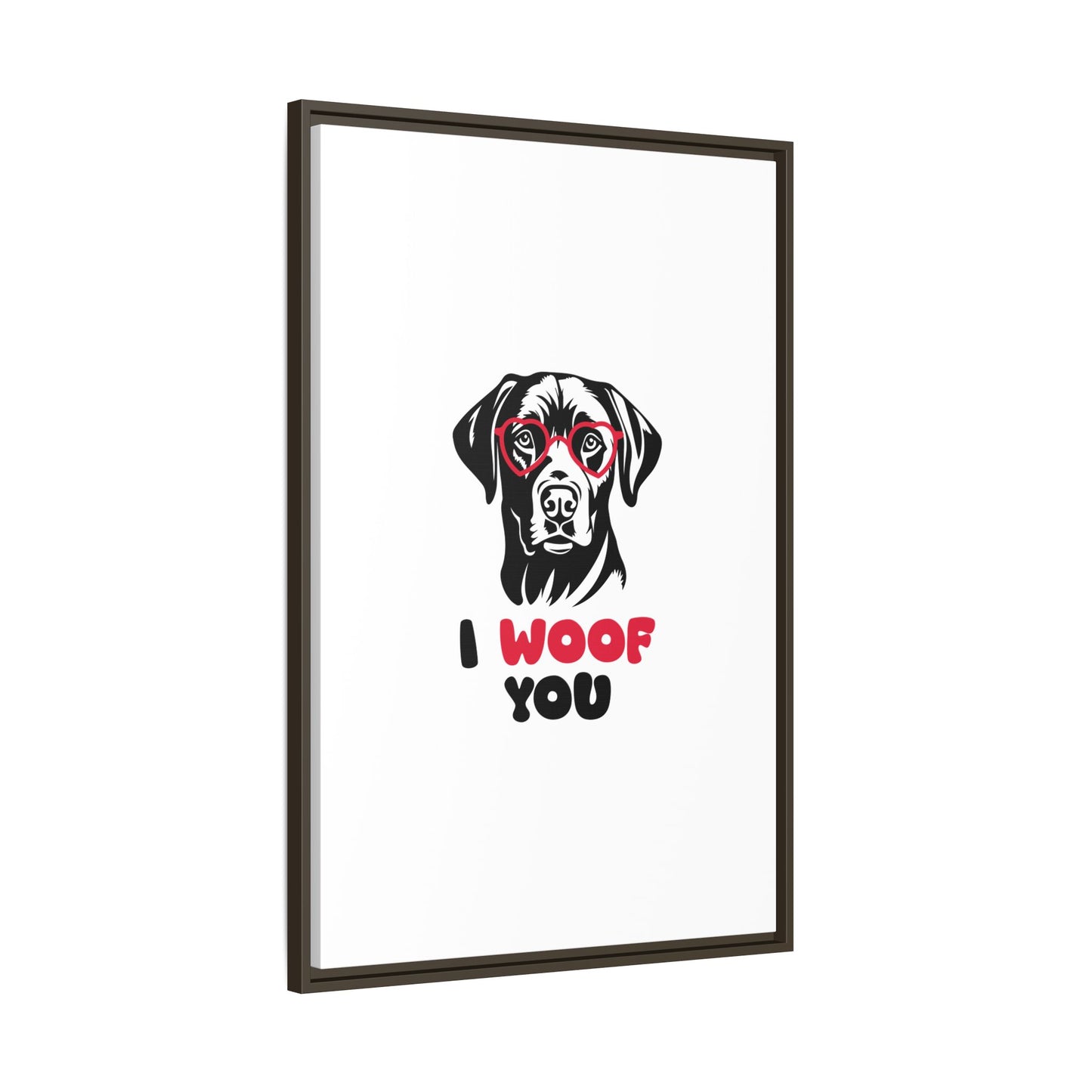 Black Lab Dog I Woof You Matte Canvas, Framed (Multi-color) - MKcreativeprints