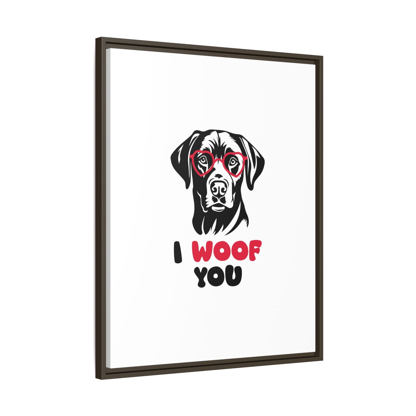 Black Lab Dog I Woof You Matte Canvas, Framed (Multi-color) - MKcreativeprints