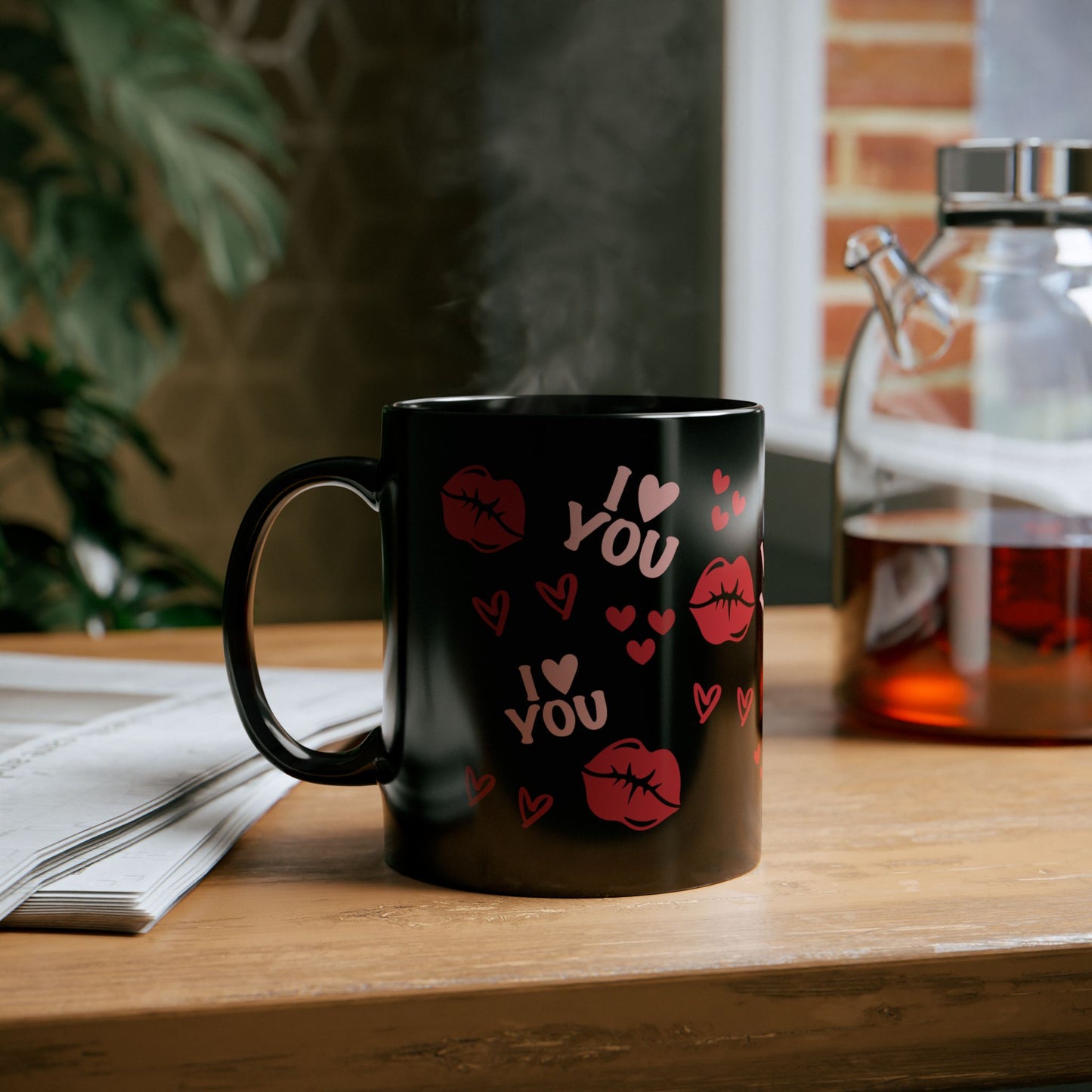 I Love You, Be My Valentine, Kisses Black Mug (11oz, 15oz) - MKcreativeprints