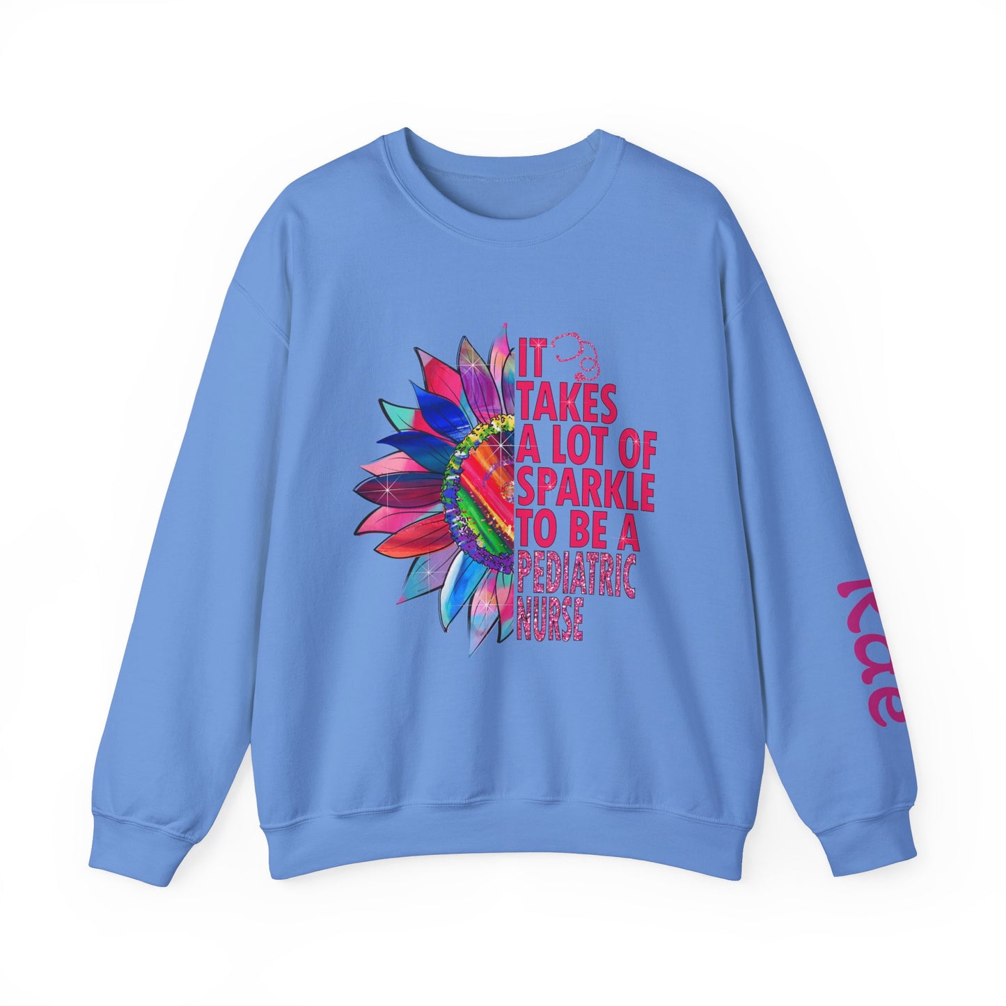 Personalized Sparkle Pediatric Nurse Sweatshirt with Custom Name - MKcreativeprints