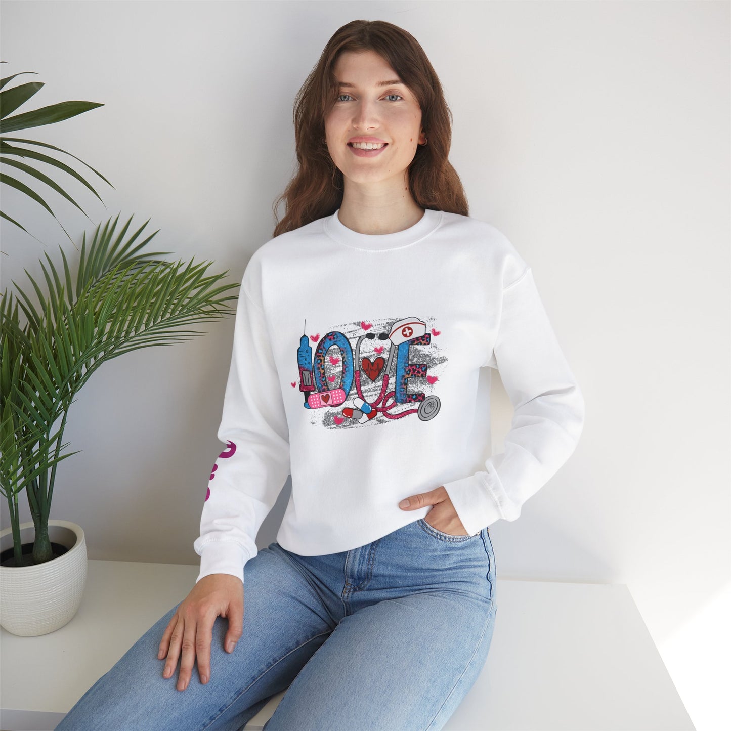 Custom Love Nurse Unisex Heavy Blend™ Crewneck Sweatshirt - MKcreativeprints