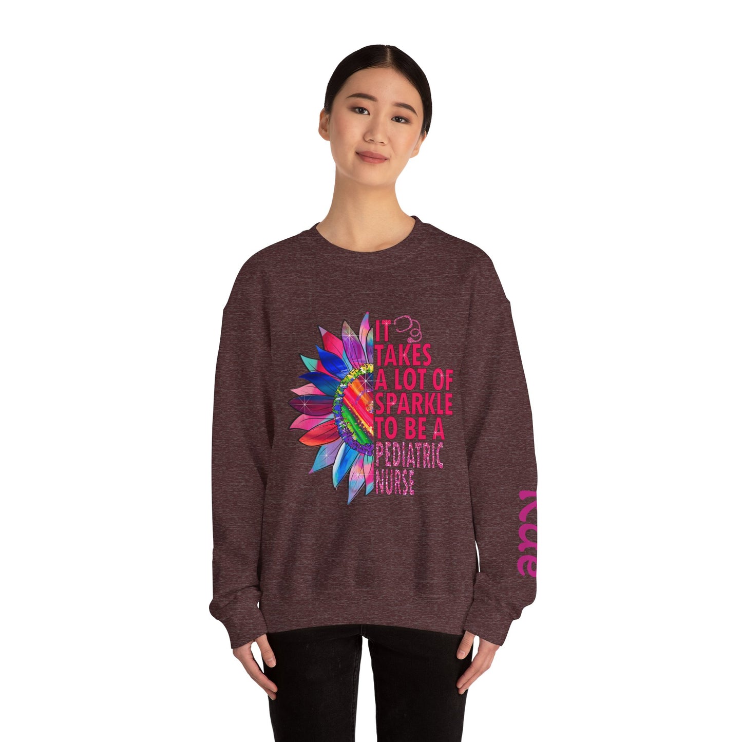 Personalized Sparkle Pediatric Nurse Sweatshirt with Custom Name - MKcreativeprints