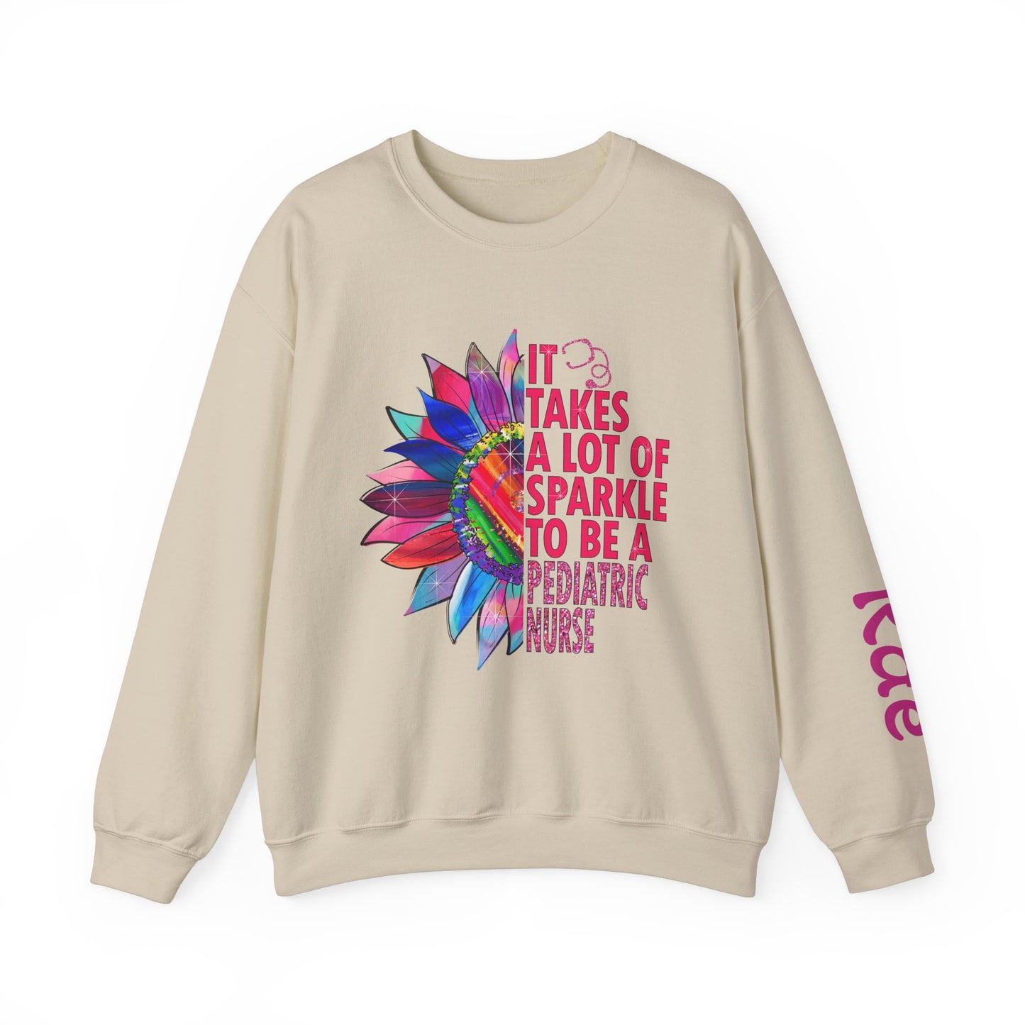 Personalized Sparkle Pediatric Nurse Sweatshirt with Custom Name - MKcreativeprints