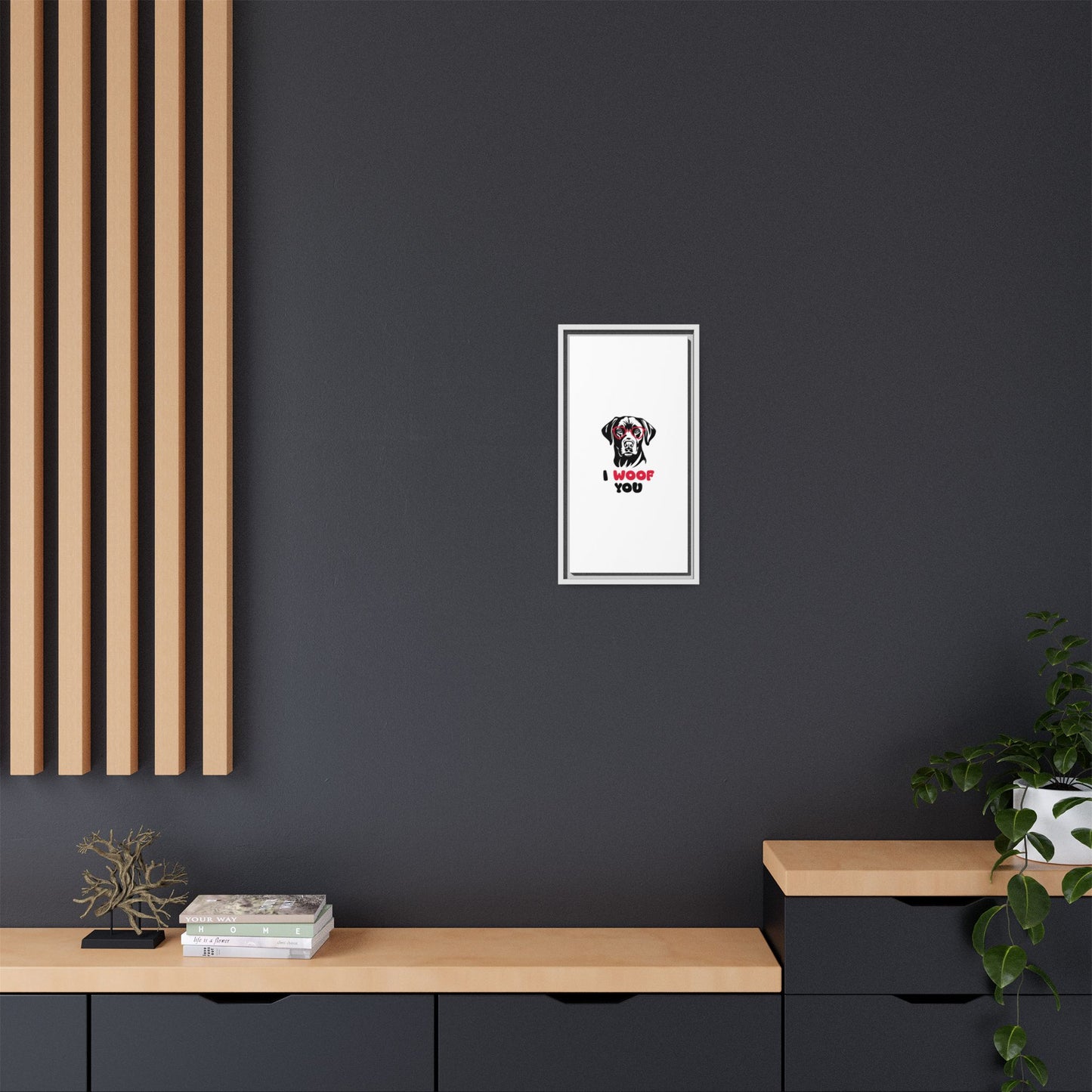 Black Lab Dog I Woof You Matte Canvas, Framed (Multi-color) - MKcreativeprints