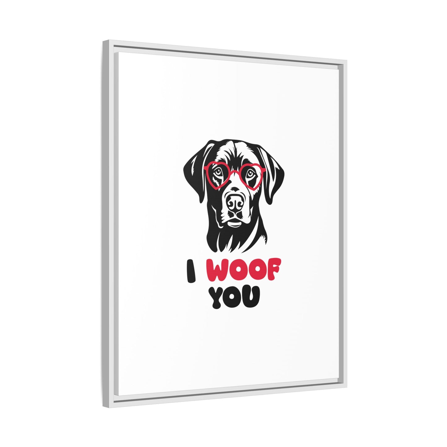 Black Lab Dog I Woof You Matte Canvas, Framed (Multi-color) - MKcreativeprints