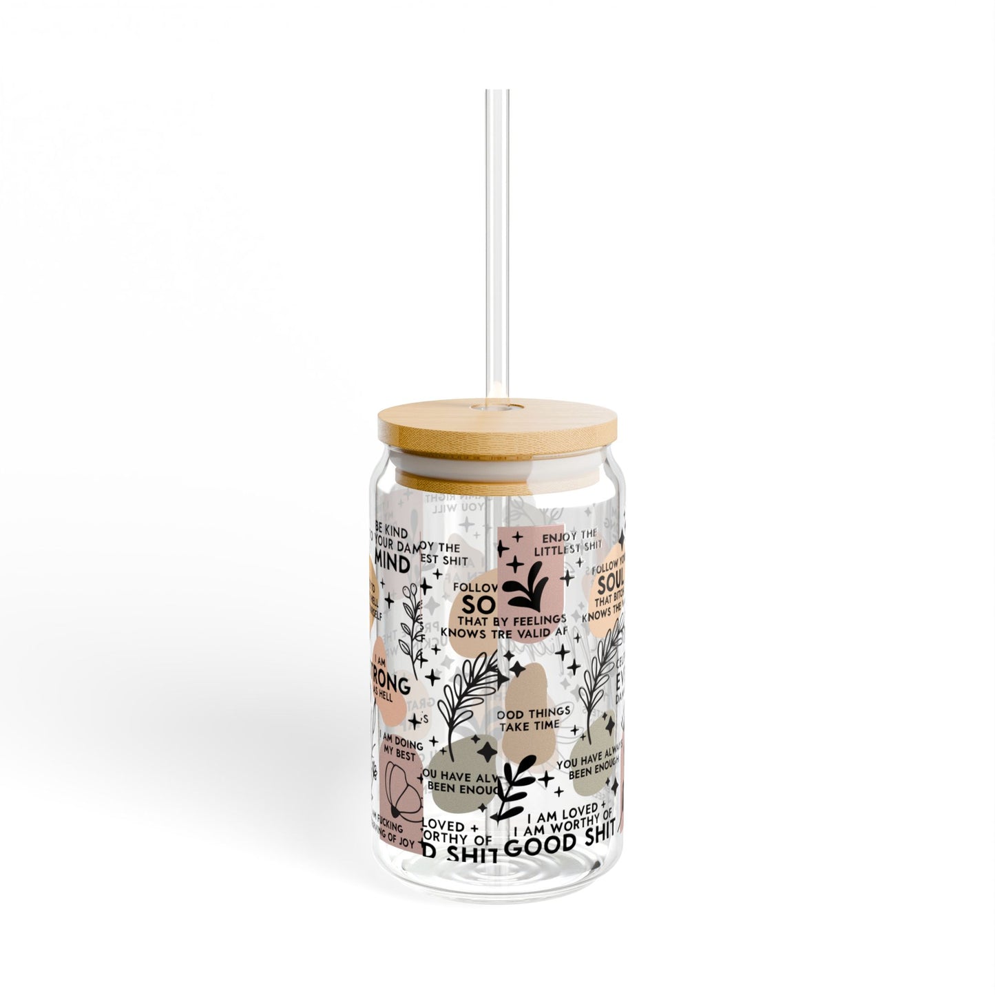 Curse Positive Affirmations, Strength Affirmations Coffee Libby Sipper Glass, 16oz - MKcreativeprints