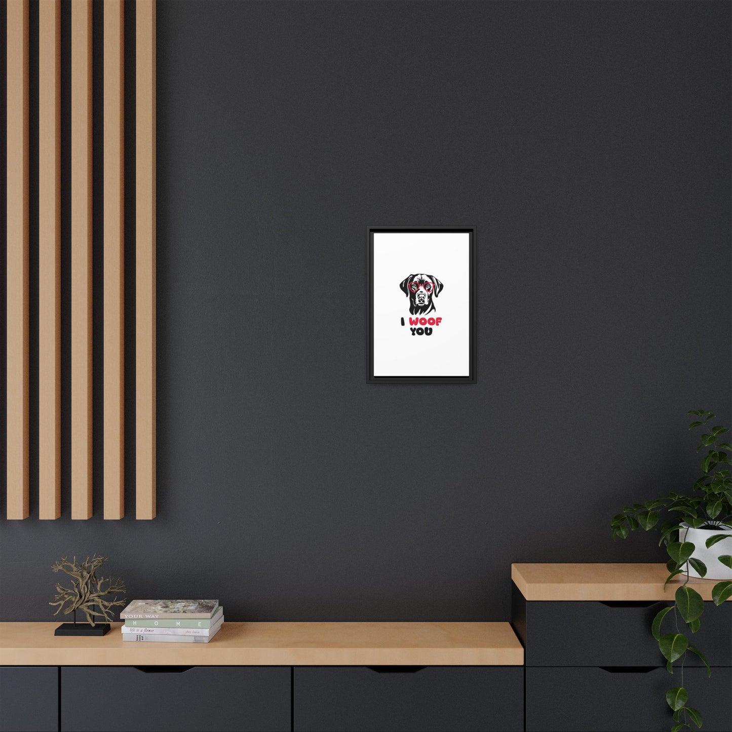 Black Lab Dog I Woof You Matte Canvas, Framed (Multi-color) - MKcreativeprints