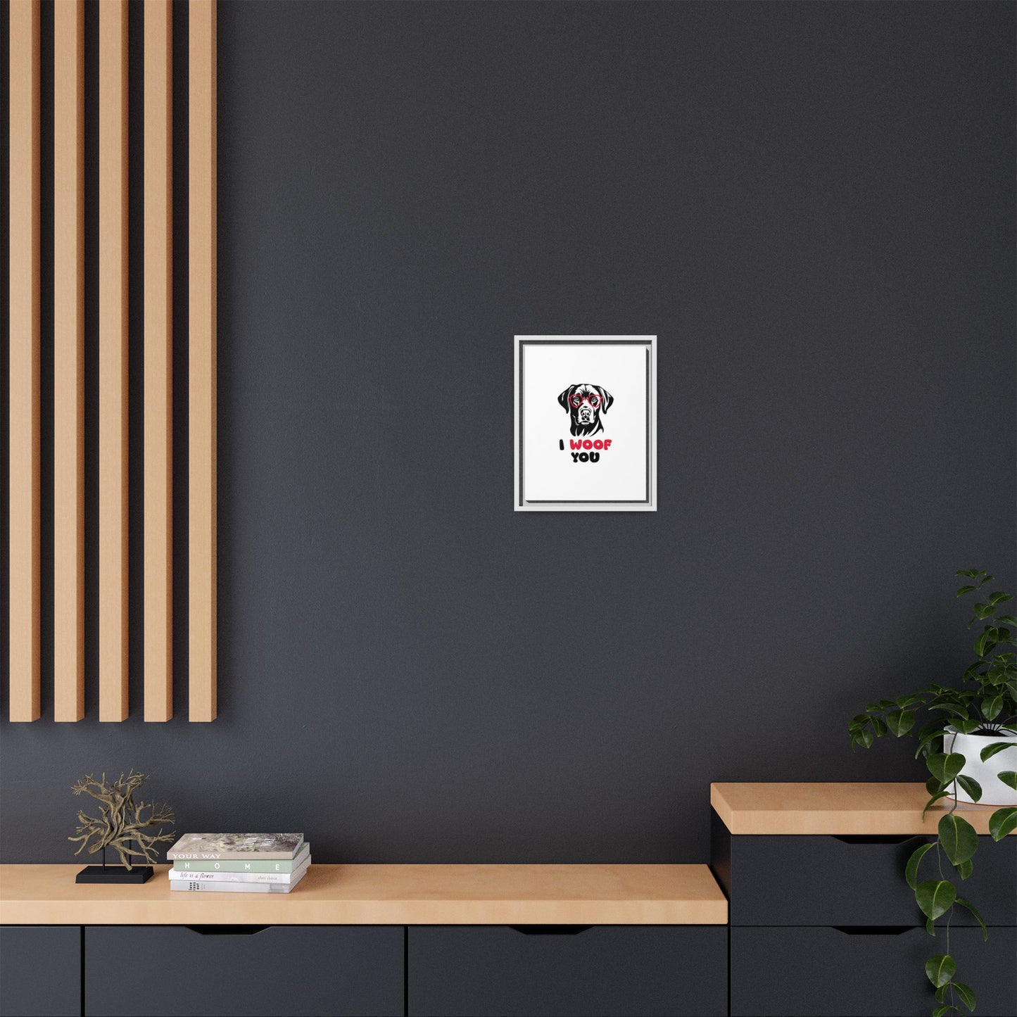 Black Lab Dog I Woof You Matte Canvas, Framed (Multi-color) - MKcreativeprints