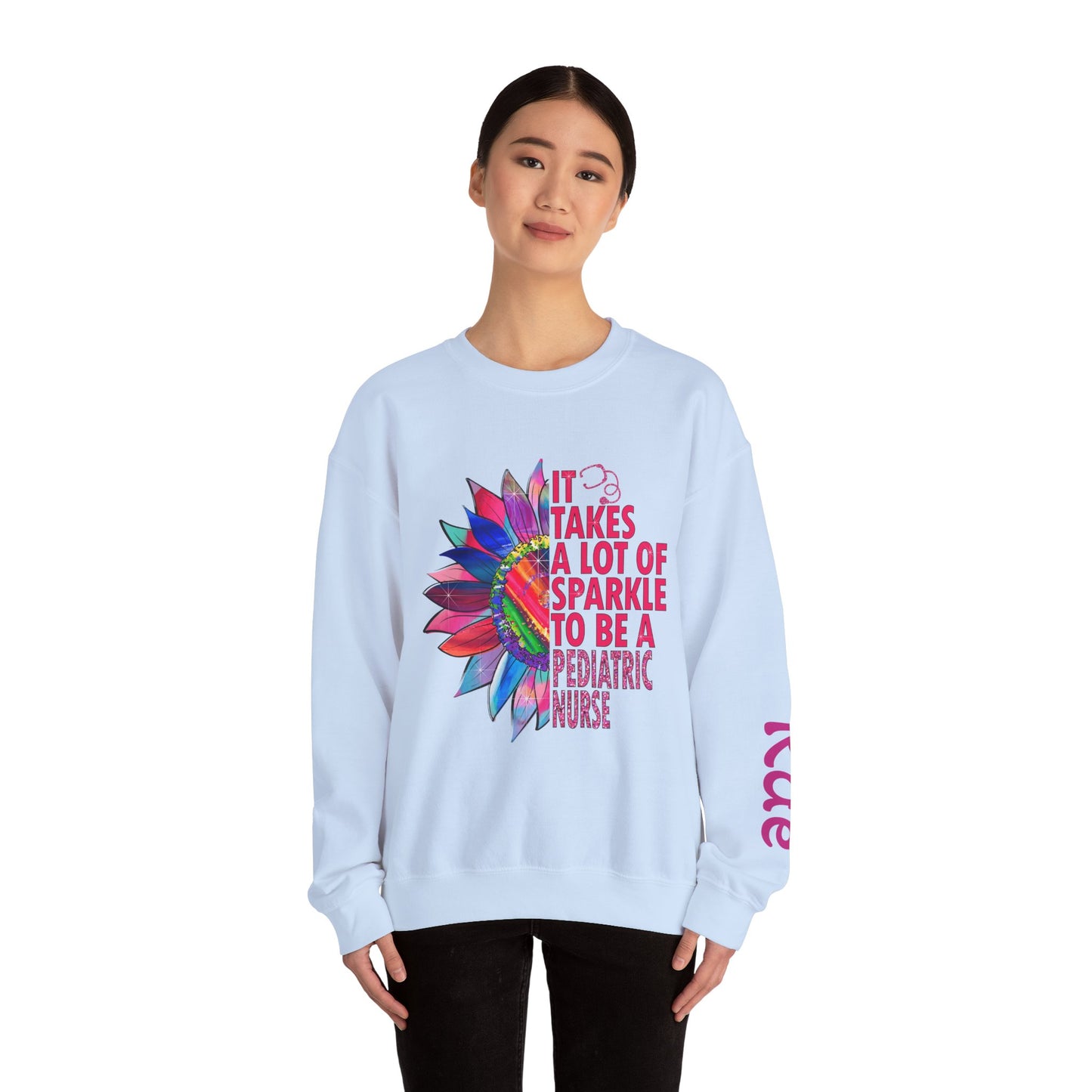 Personalized Sparkle Pediatric Nurse Sweatshirt with Custom Name - MKcreativeprints