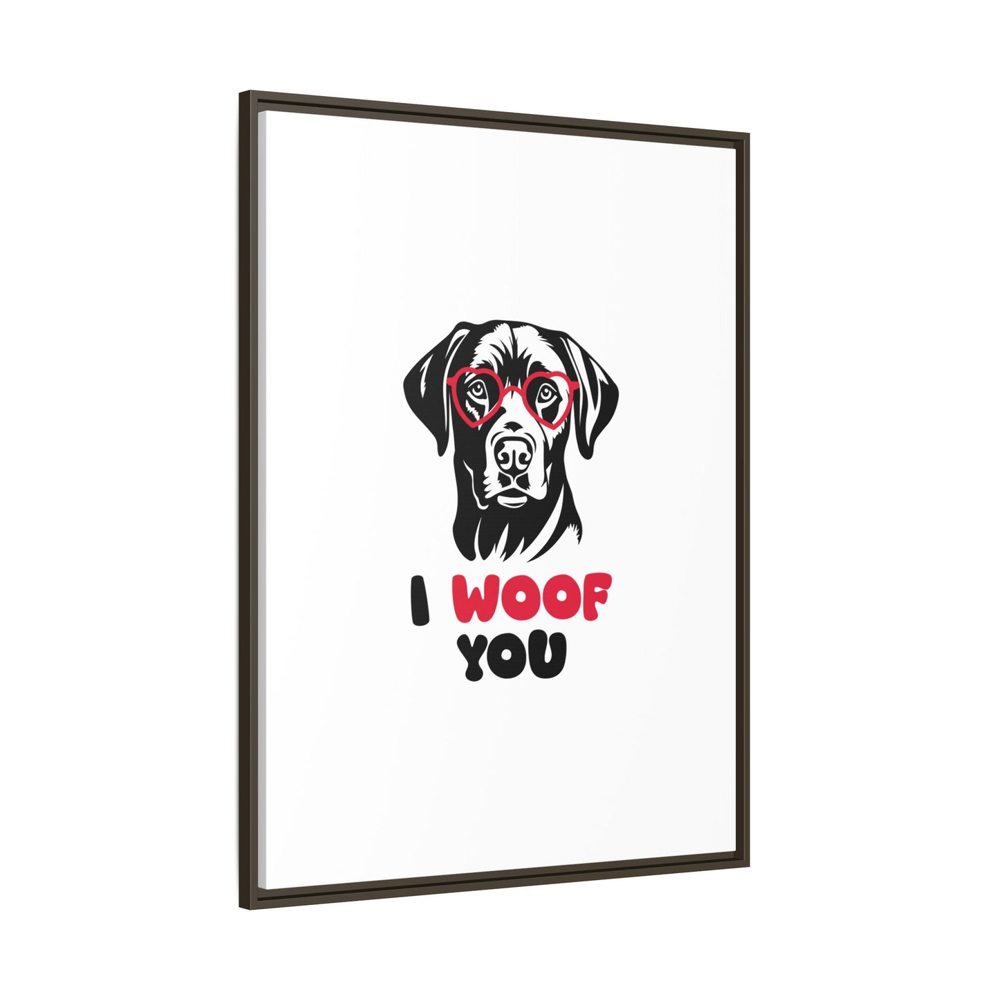 Black Lab Dog I Woof You Matte Canvas, Framed (Multi-color) - MKcreativeprints