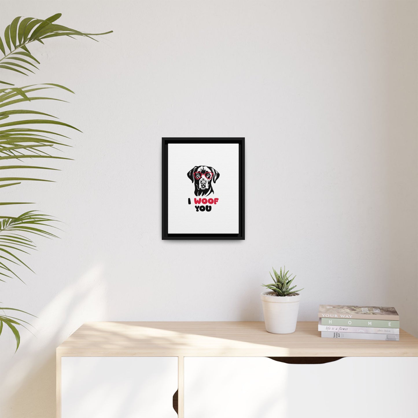 Black Lab Dog I Woof You Matte Canvas, Framed (Multi-color) - MKcreativeprints