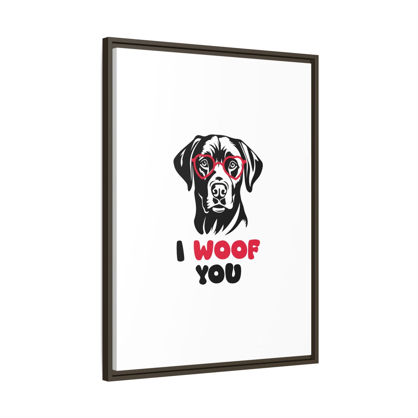 Black Lab Dog I Woof You Matte Canvas, Framed (Multi-color) - MKcreativeprints