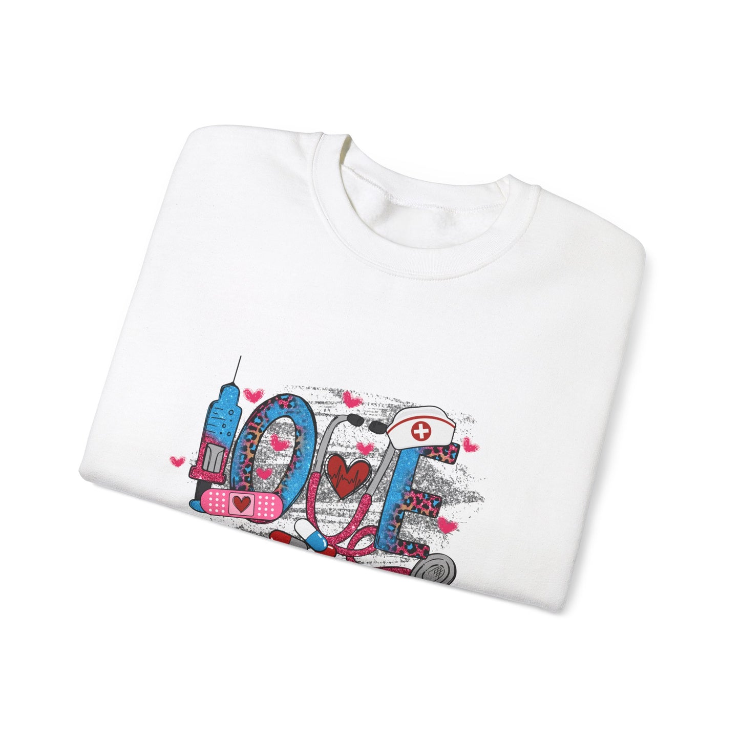 Custom Love Nurse Unisex Heavy Blend™ Crewneck Sweatshirt - MKcreativeprints