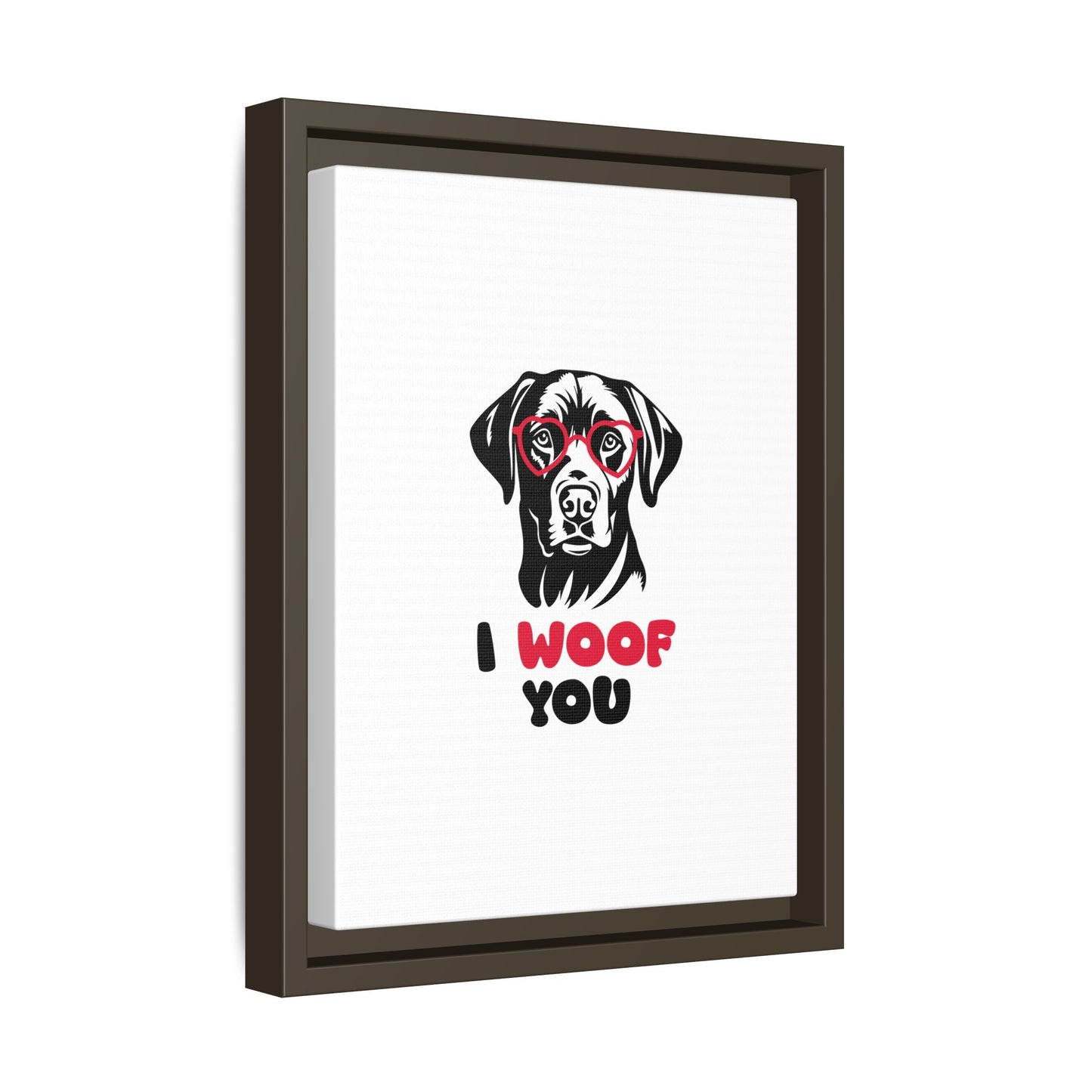 Black Lab Dog I Woof You Matte Canvas, Framed (Multi-color) - MKcreativeprints