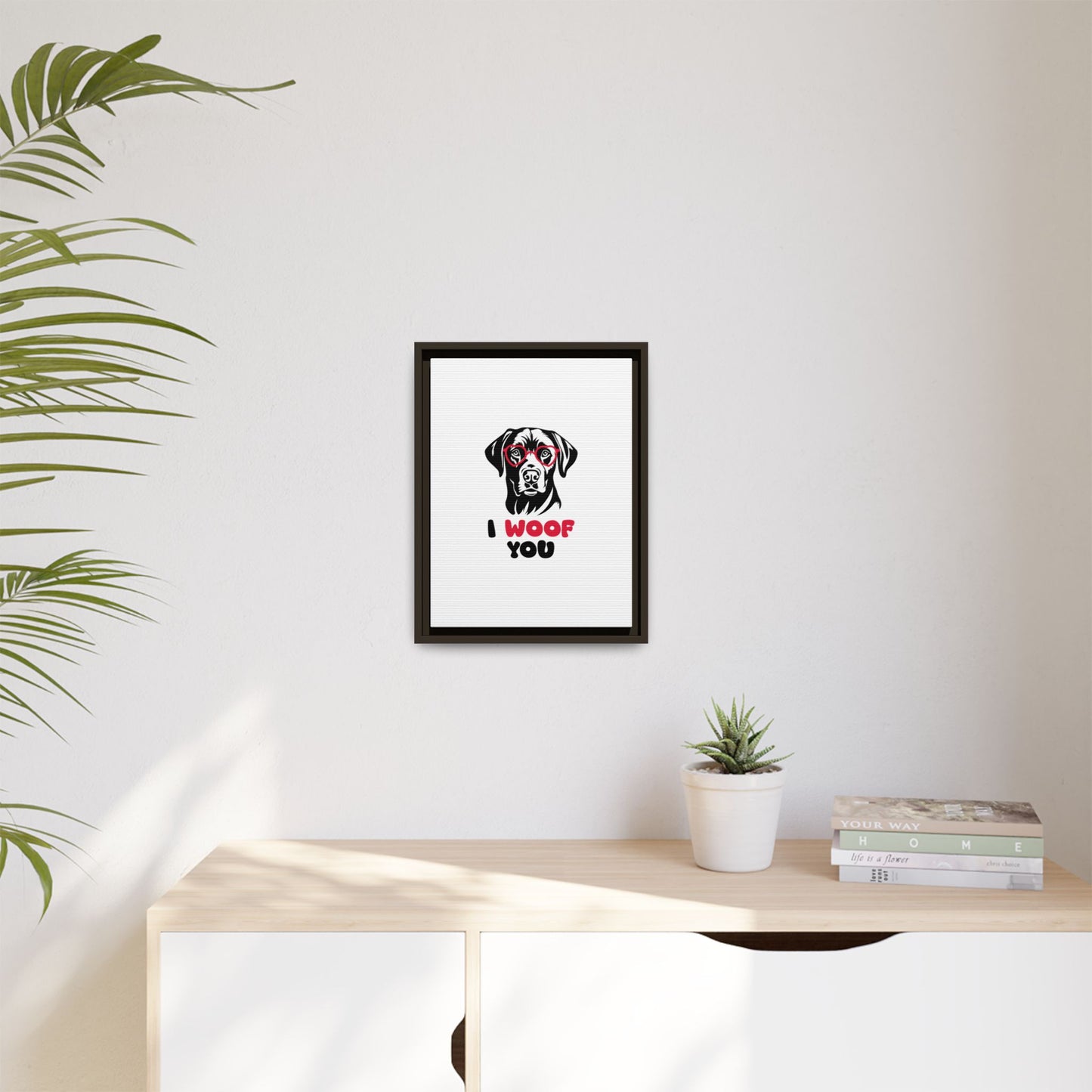 Black Lab Dog I Woof You Matte Canvas, Framed (Multi-color) - MKcreativeprints
