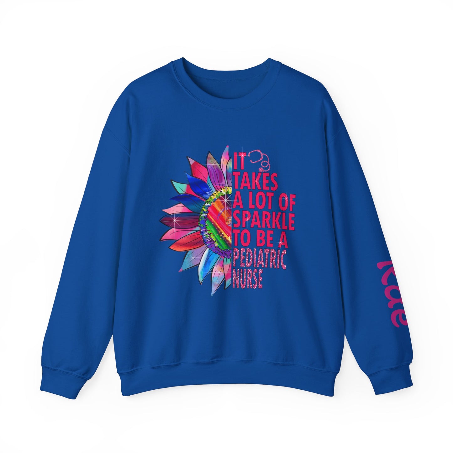 Personalized Sparkle Pediatric Nurse Sweatshirt with Custom Name - MKcreativeprints