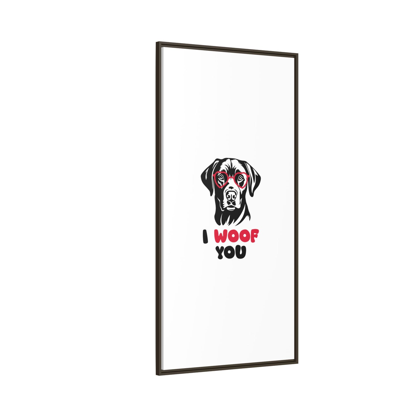 Black Lab Dog I Woof You Matte Canvas, Framed (Multi-color) - MKcreativeprints