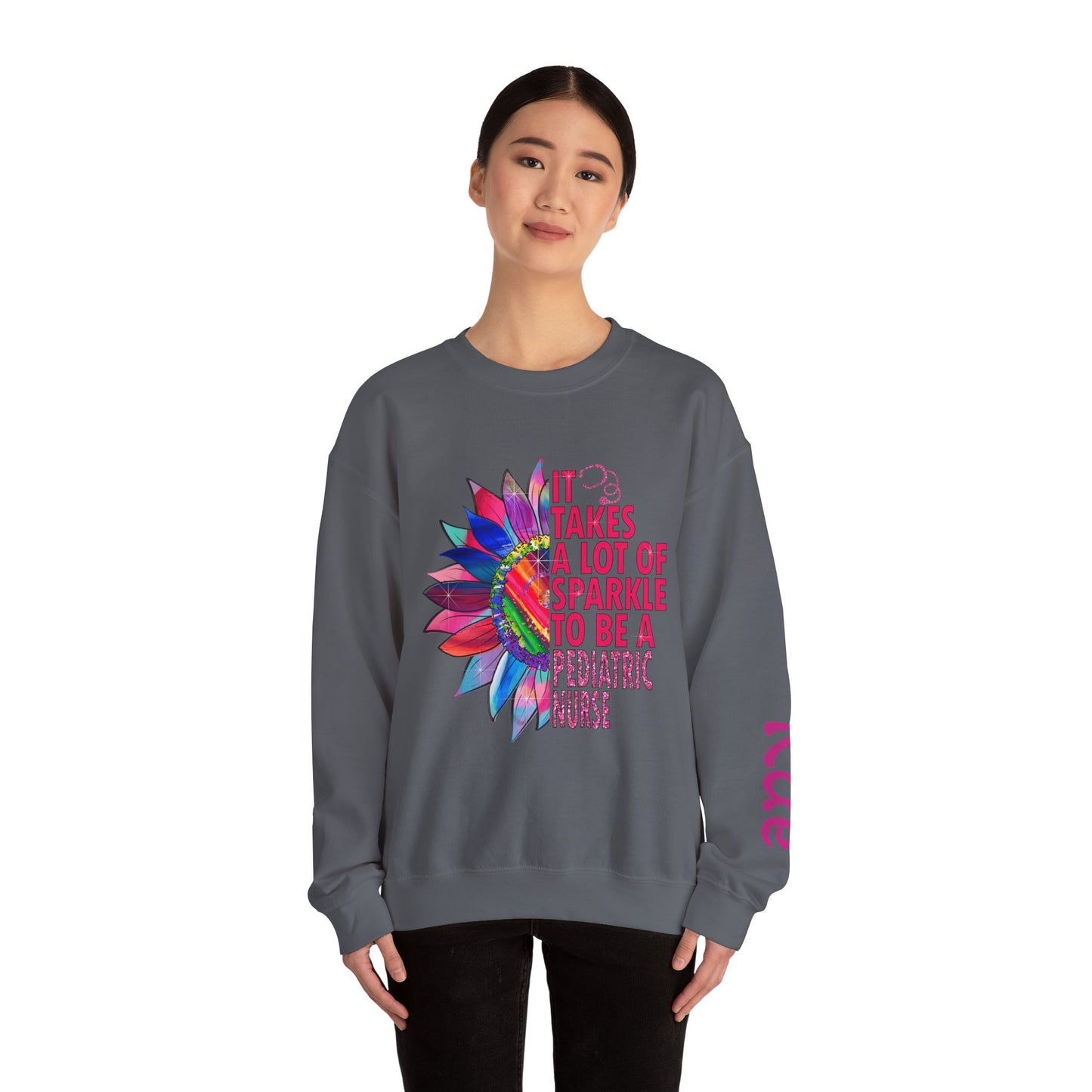 Personalized Sparkle Pediatric Nurse Sweatshirt with Custom Name - MKcreativeprints