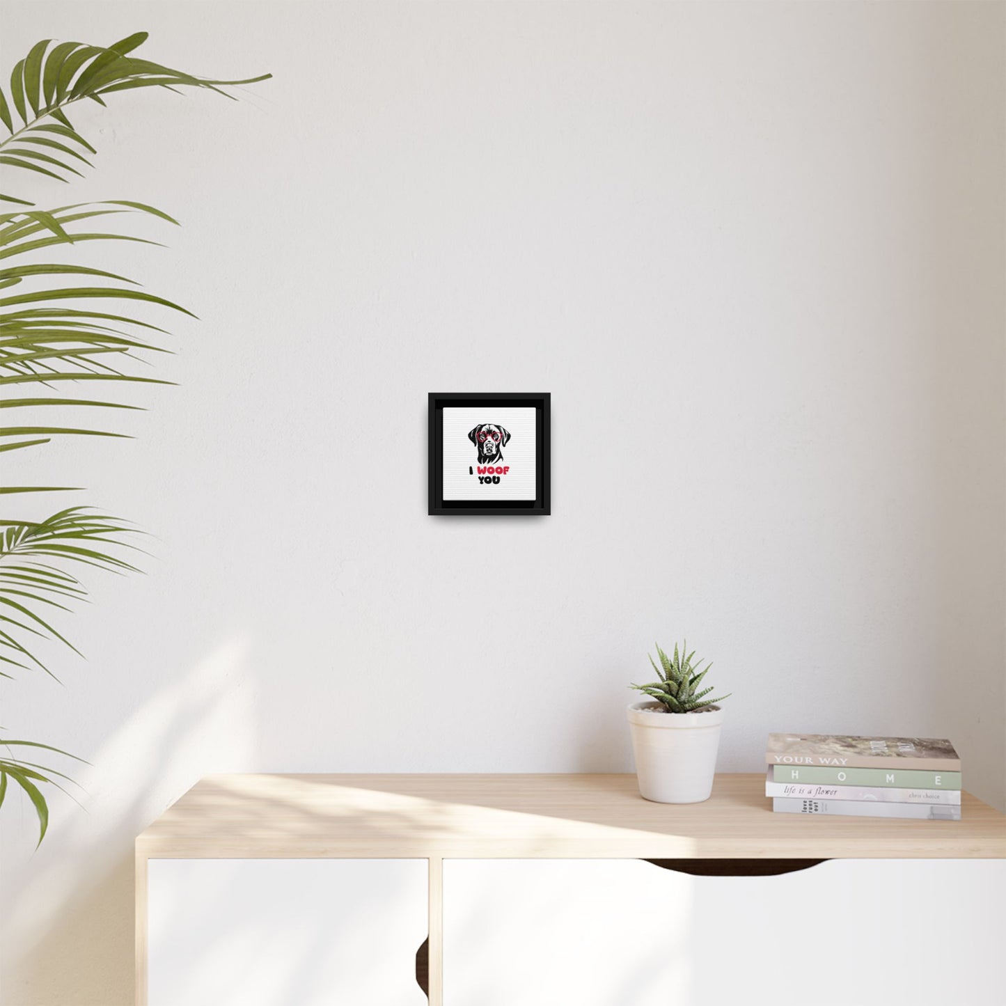Black Lab Dog I Woof You Matte Canvas, Framed (Multi-color) - MKcreativeprints