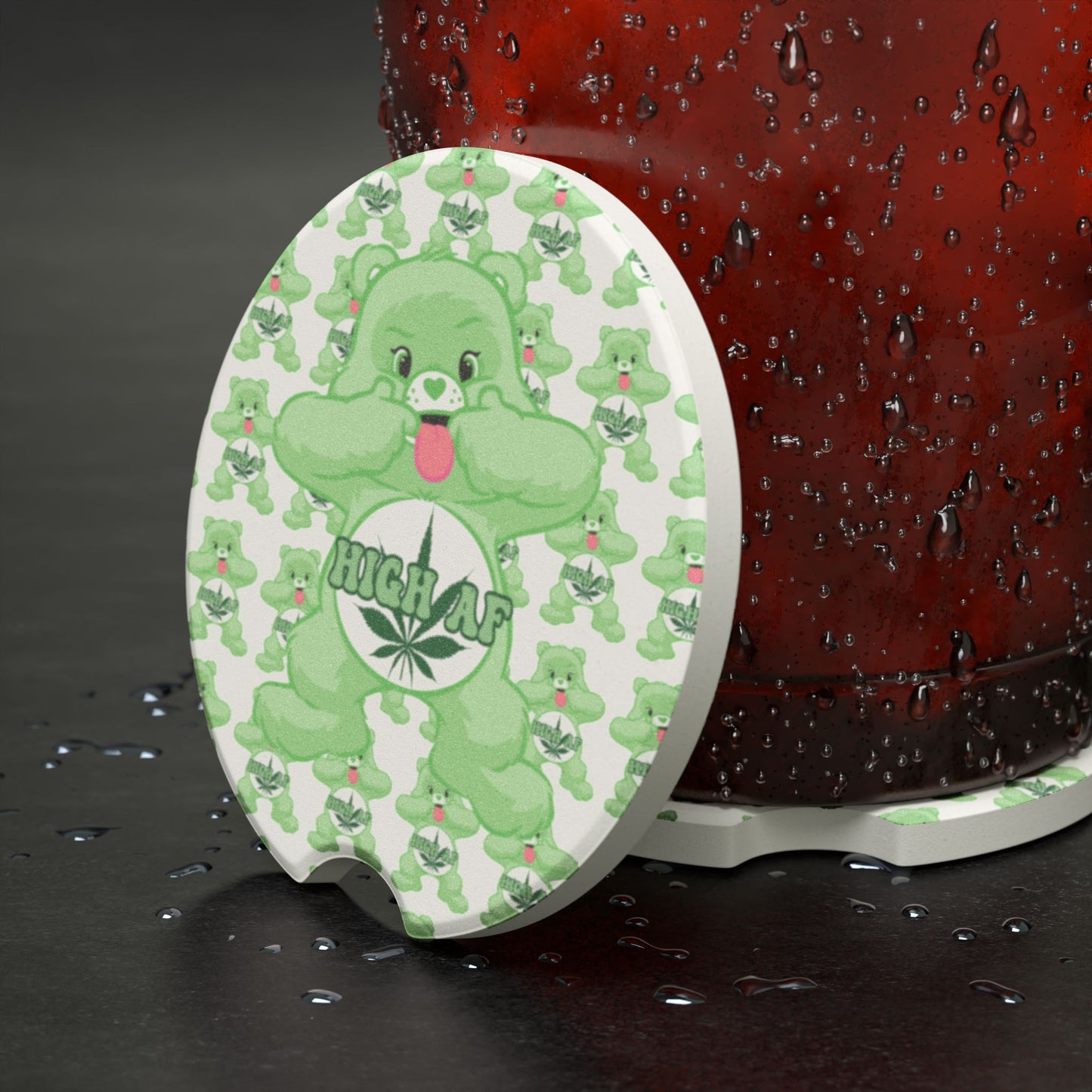 High AF Custom Bear Soapstone Car Coaster - MKcreativeprints