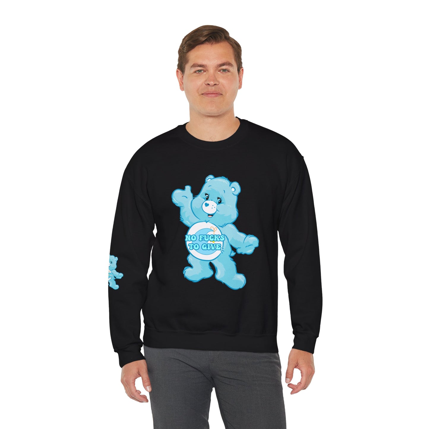 No Fucks to Give Swear Curse Care Bear Unisex Heavy Blend™ Crewneck Sweatshirt - MKcreativeprints