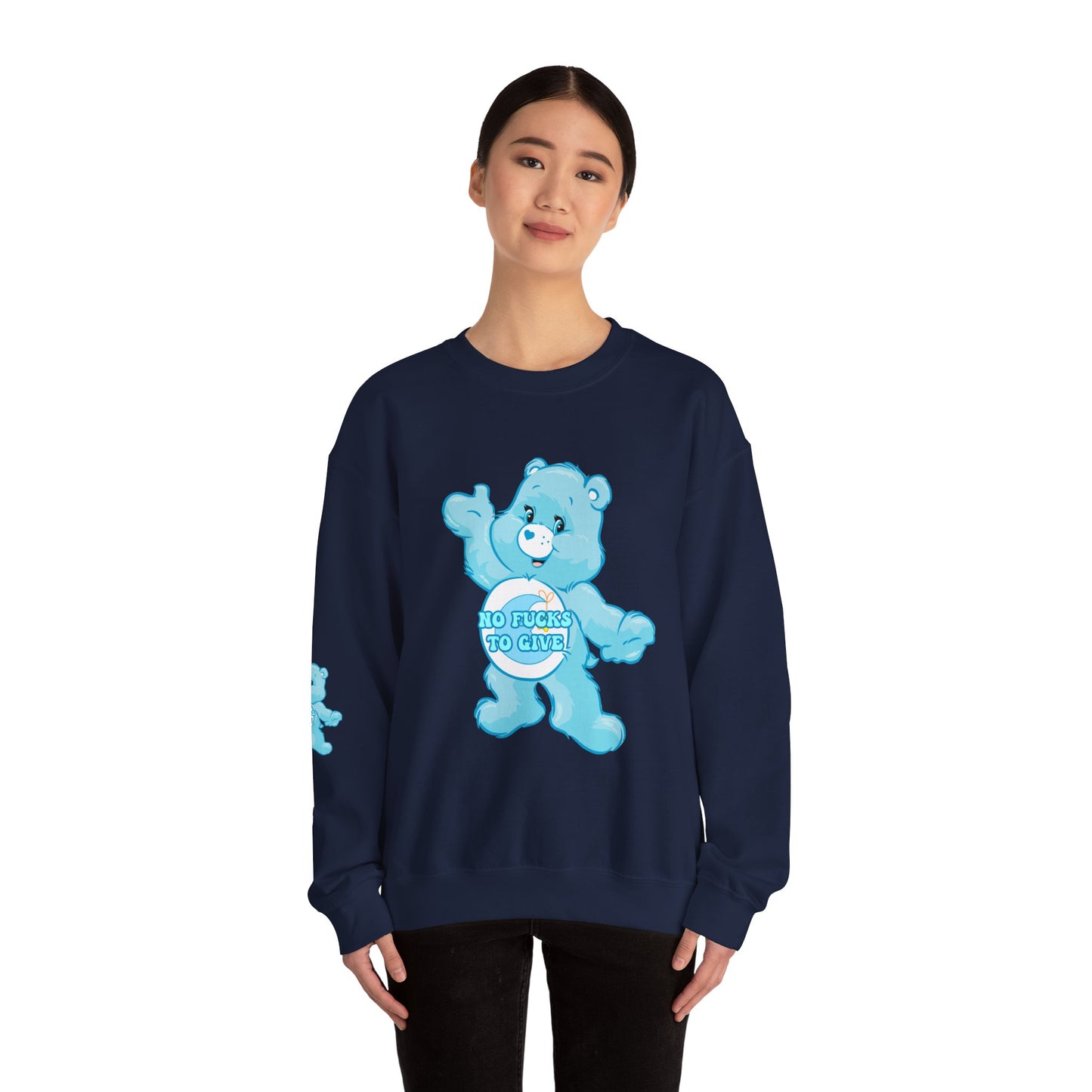 No Fucks to Give Swear Curse Care Bear Unisex Heavy Blend™ Crewneck Sweatshirt - MKcreativeprints