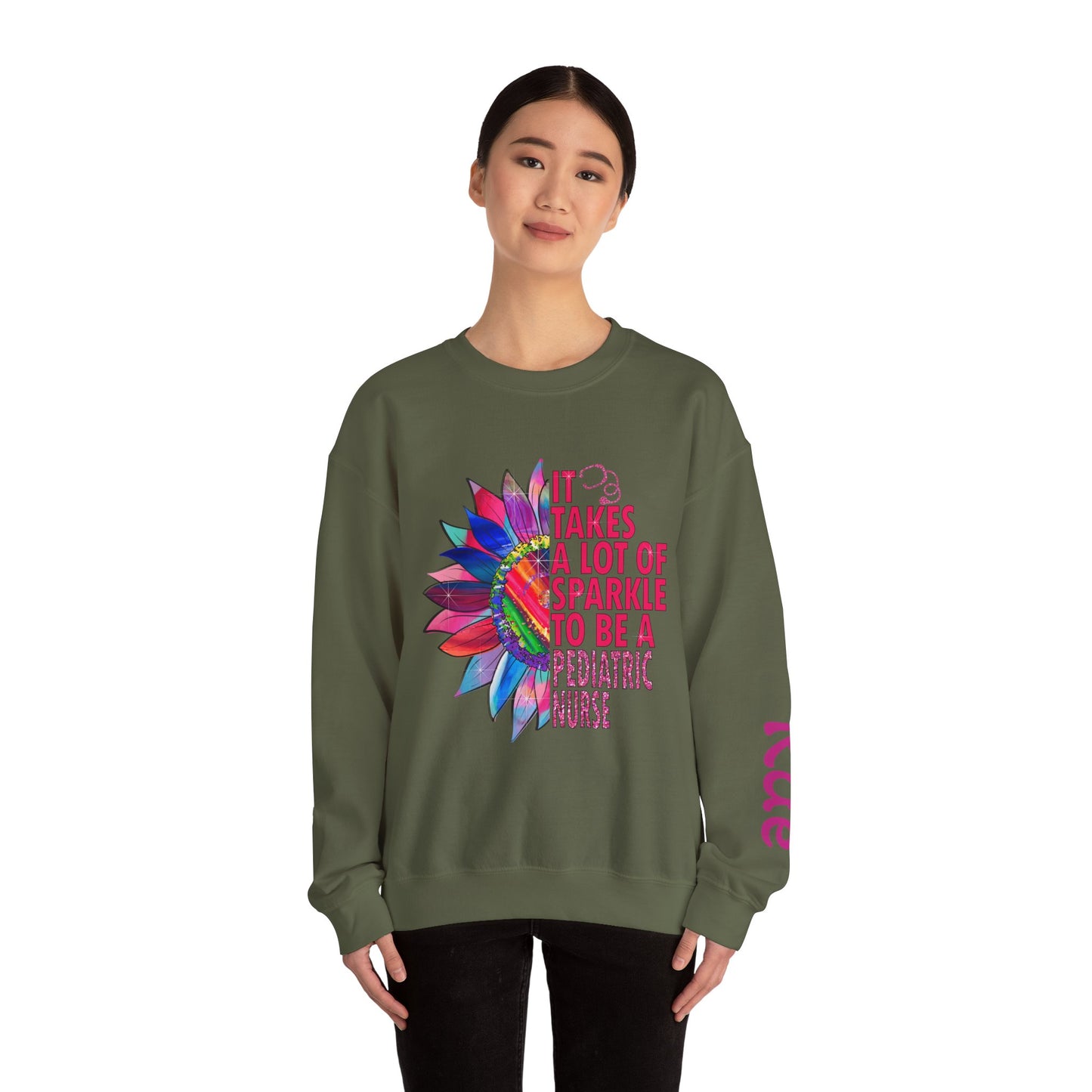 Personalized Sparkle Pediatric Nurse Sweatshirt with Custom Name - MKcreativeprints