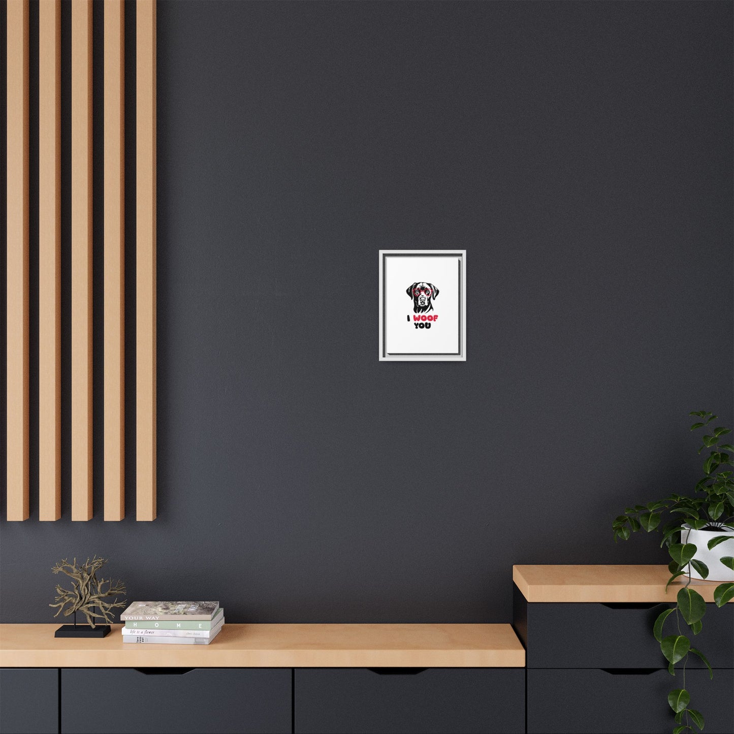 Black Lab Dog I Woof You Matte Canvas, Framed (Multi-color) - MKcreativeprints