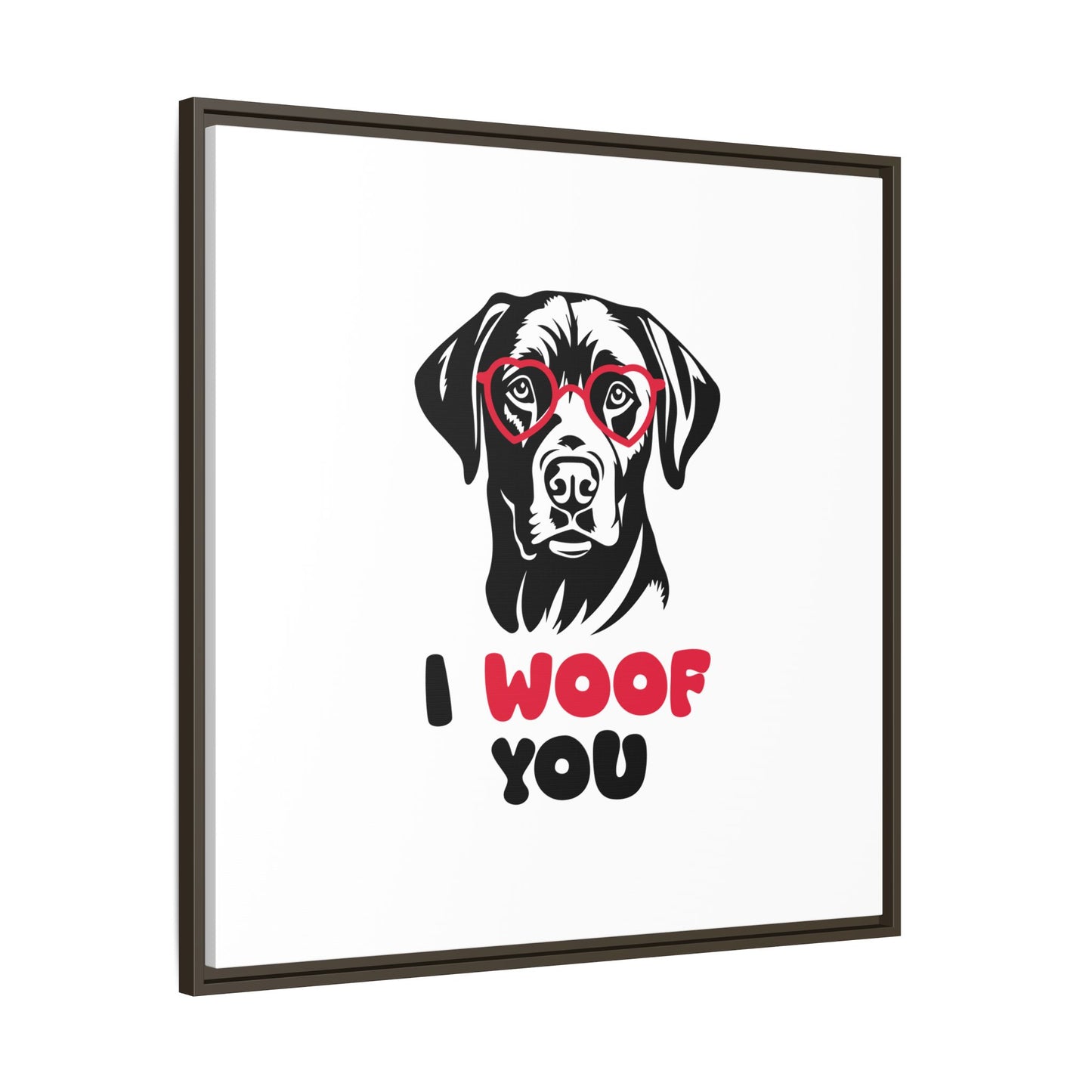 Black Lab Dog I Woof You Matte Canvas, Framed (Multi-color) - MKcreativeprints