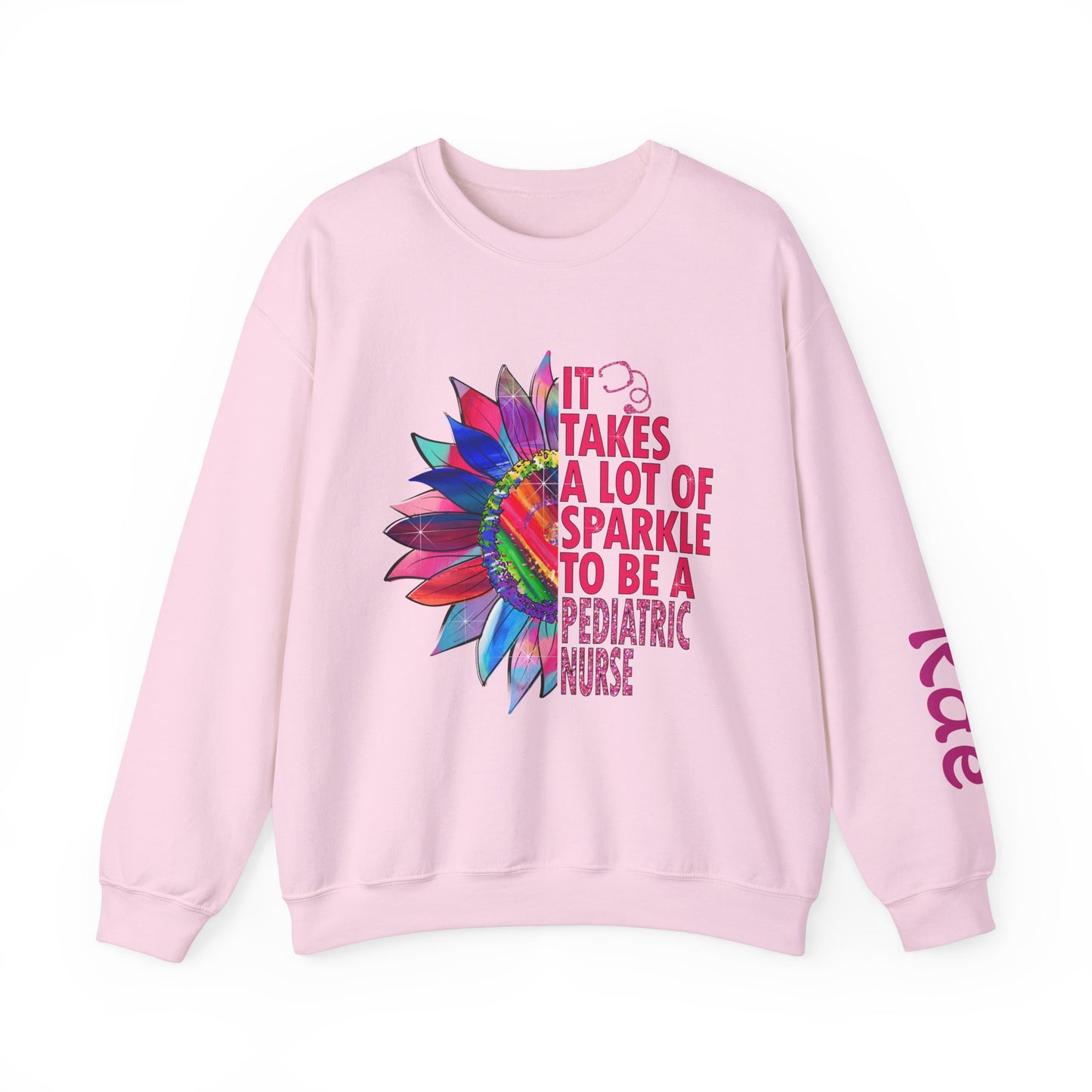 Personalized Sparkle Pediatric Nurse Sweatshirt with Custom Name - MKcreativeprints