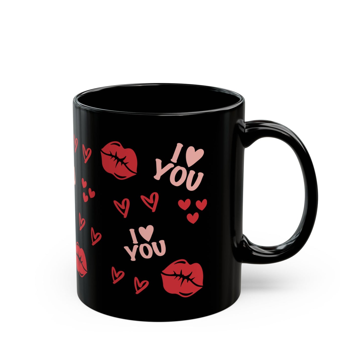 I Love You, Be My Valentine, Kisses Black Mug (11oz, 15oz) - MKcreativeprints