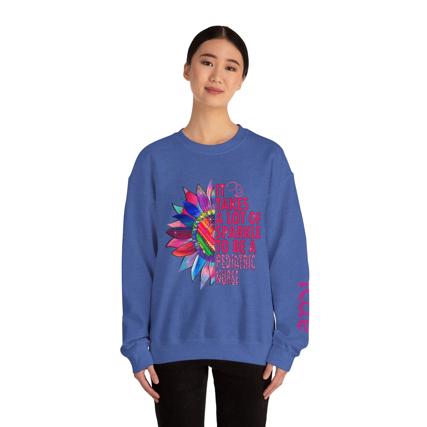 Personalized Sparkle Pediatric Nurse Sweatshirt with Custom Name - MKcreativeprints