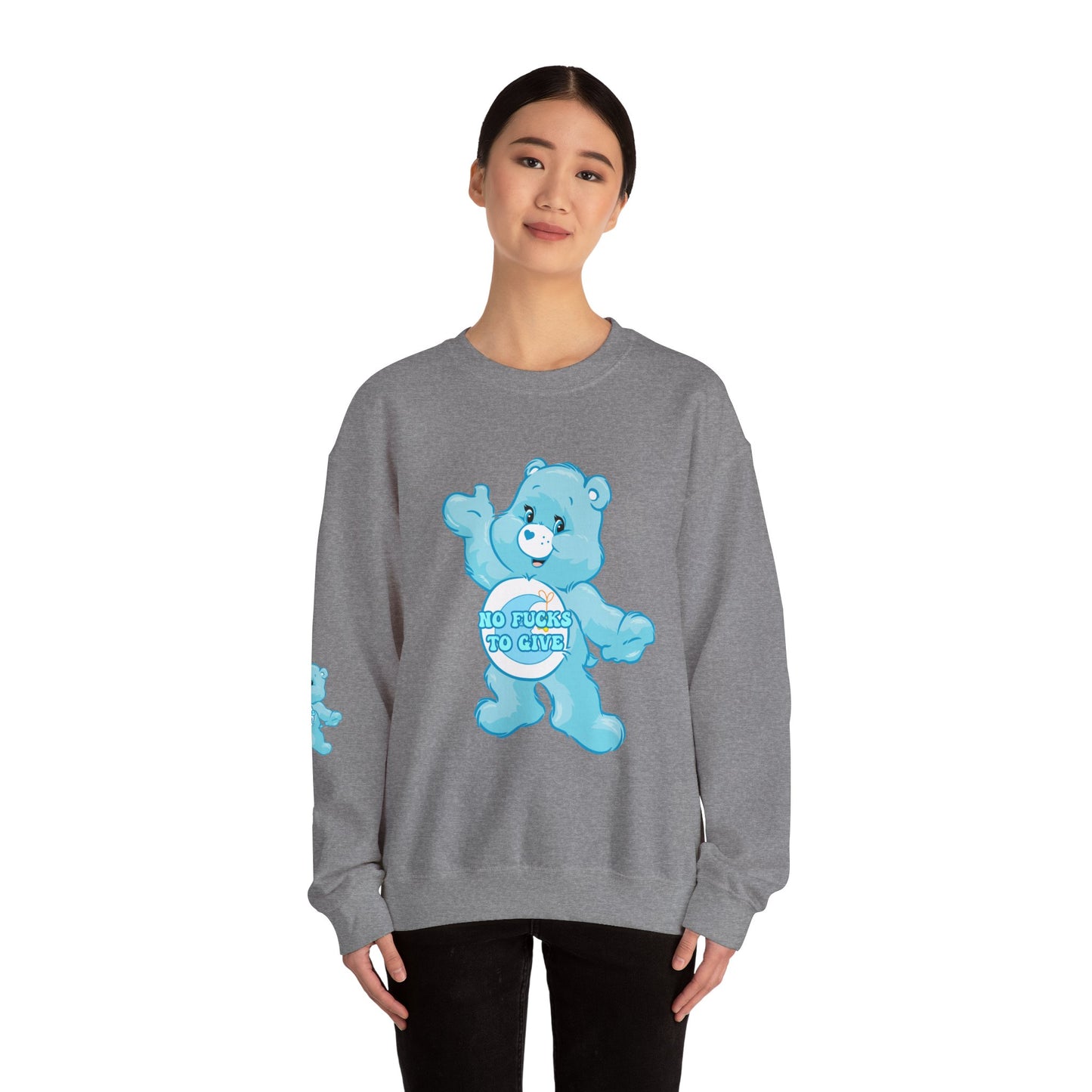 No Fucks to Give Swear Curse Care Bear Unisex Heavy Blend™ Crewneck Sweatshirt - MKcreativeprints