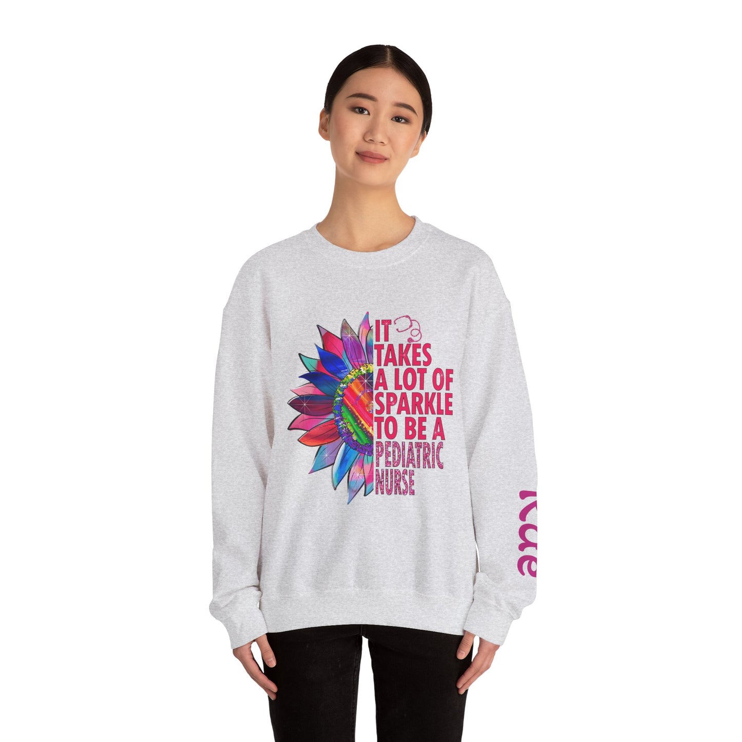 Personalized Sparkle Pediatric Nurse Sweatshirt with Custom Name - MKcreativeprints
