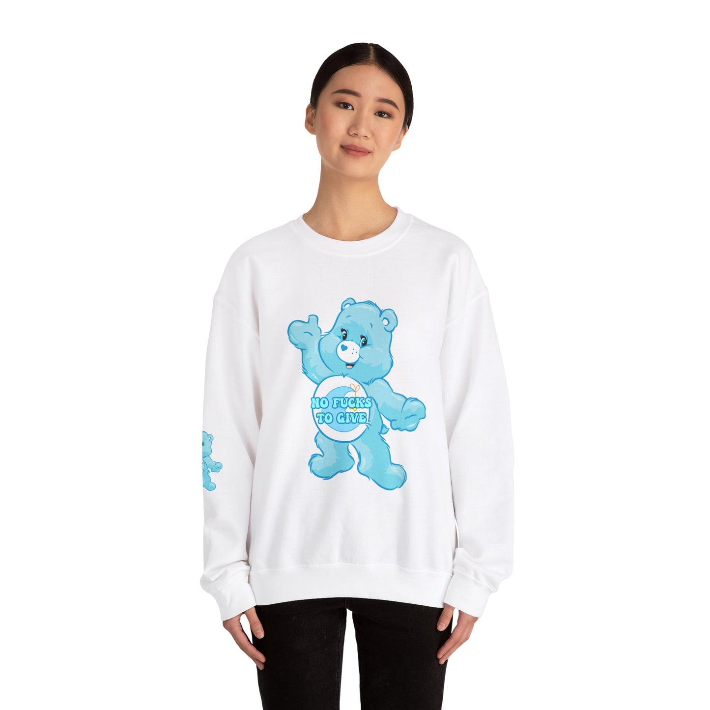No Fucks to Give Swear Curse Care Bear Unisex Heavy Blend™ Crewneck Sweatshirt - MKcreativeprints